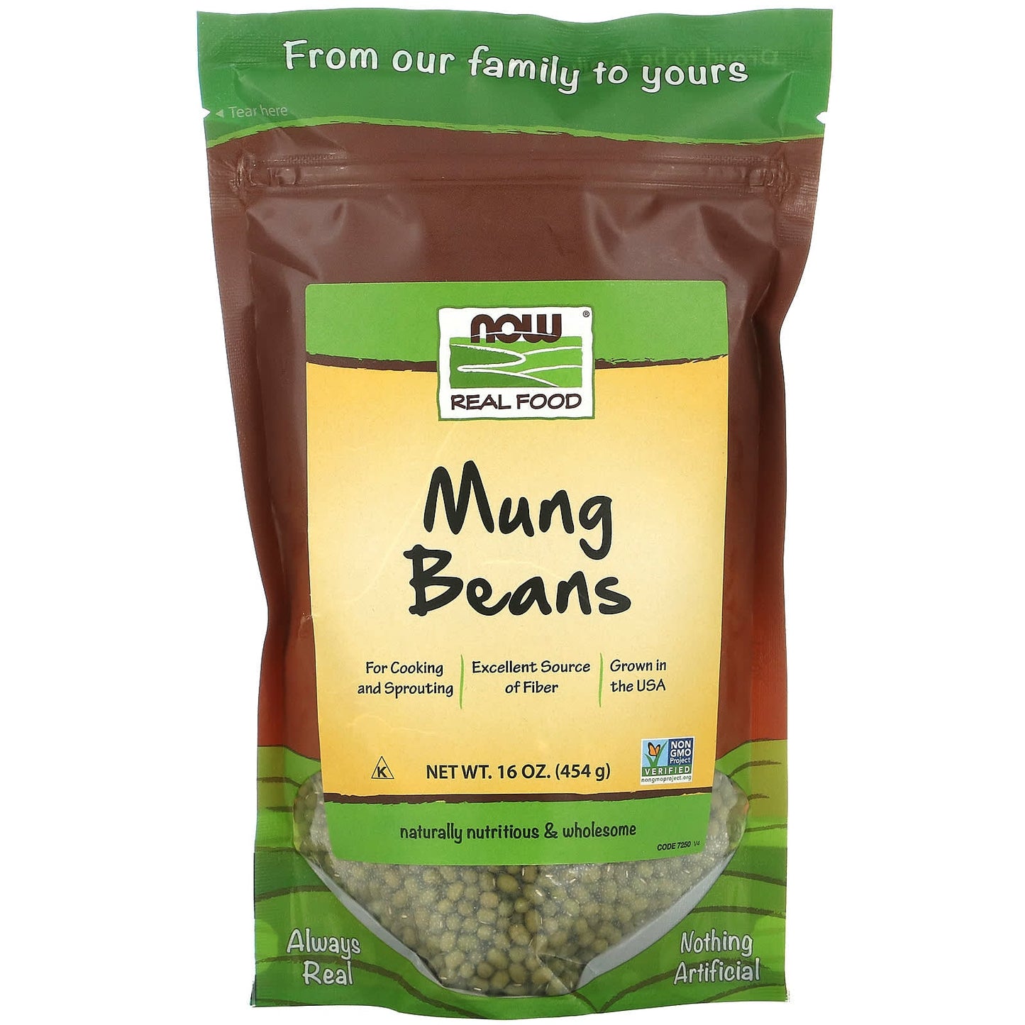 NOW Foods, Real Food, Mung Beans, 16 oz (454 g) - Image 1