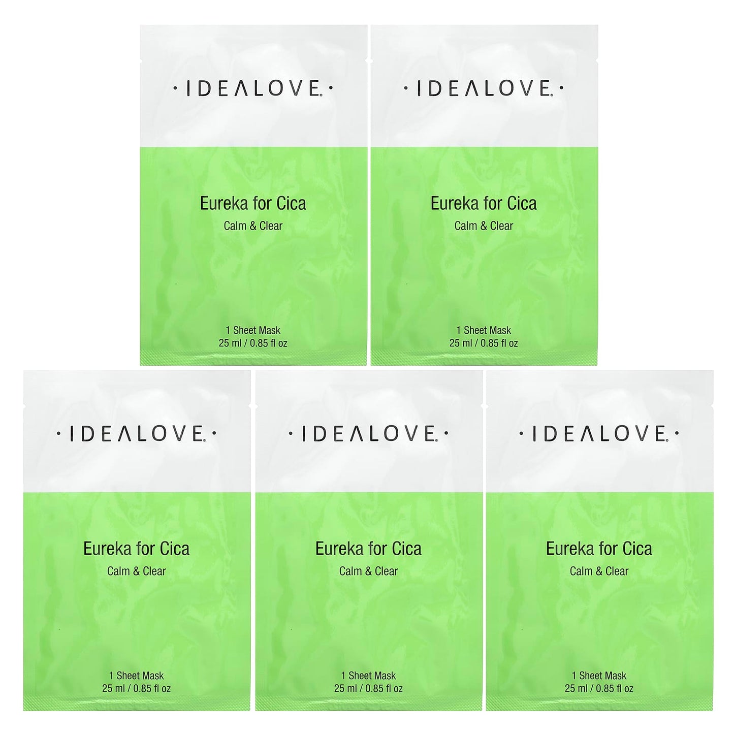 Soothe Sensitive Skin with Idealove Eureka for Cica Sheet Mask 5-Pack - Image 1