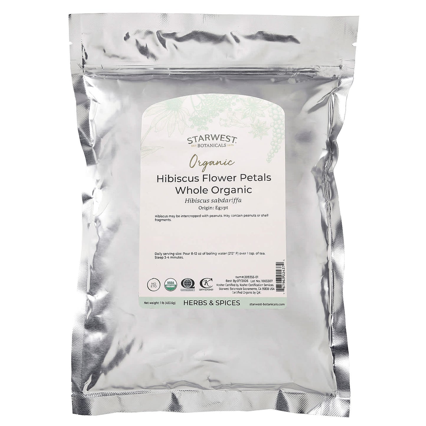 Starwest Botanicals, Organic Hibiscus Flower Petals, 1 lb (453.6 g) - Image 2