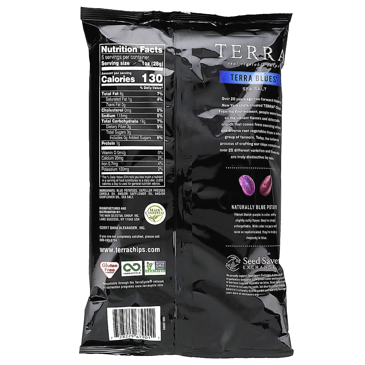 Terra, Real Vegetable Chips, Blues, Sea Salt, 5 oz (141 g) - Image 2