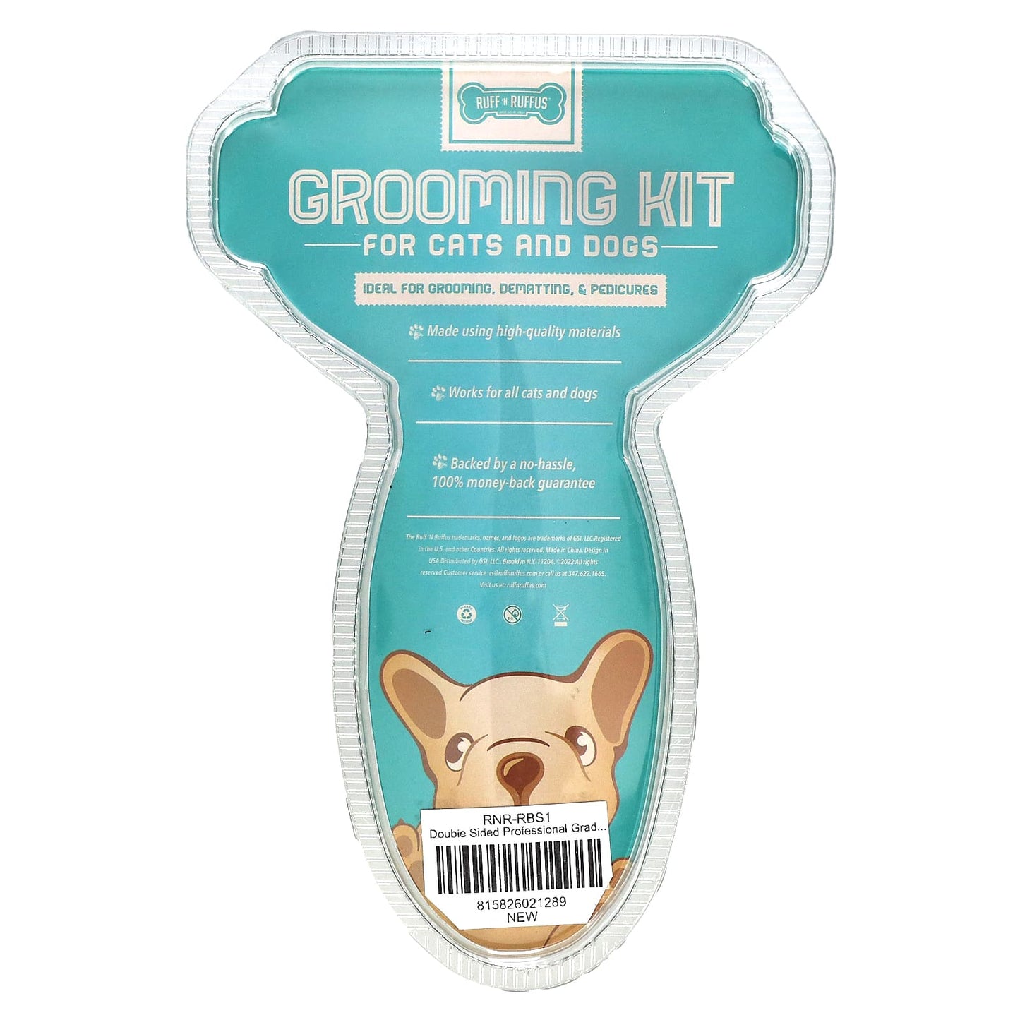 Ruff 'N Ruffus, Grooming Kit for Cats and Dogs, Gel Rake & Nail Clipper, Agua, 1 Gel Rake 1 Nail Clipper - Image 1