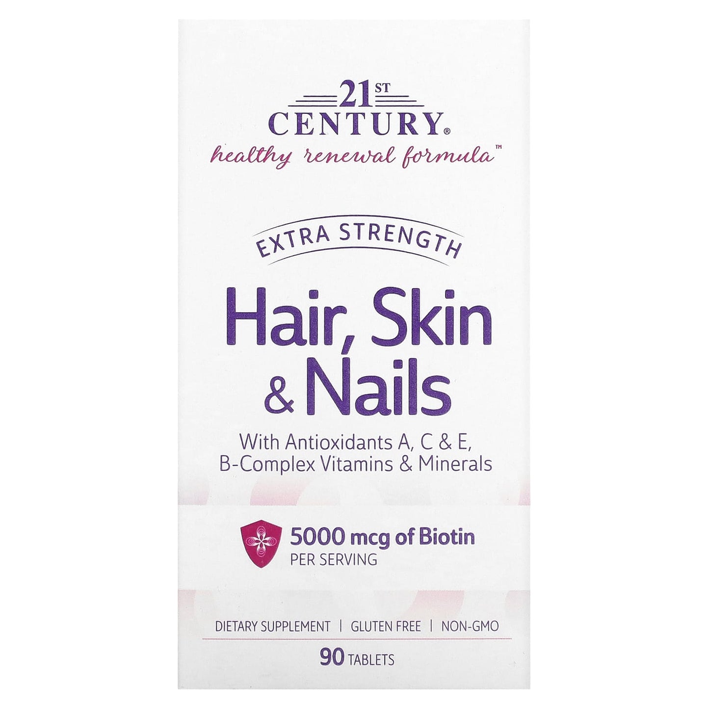 Extra Strength Hair, Skin & Nail Support Supplement - 90 Tablets - Image 1