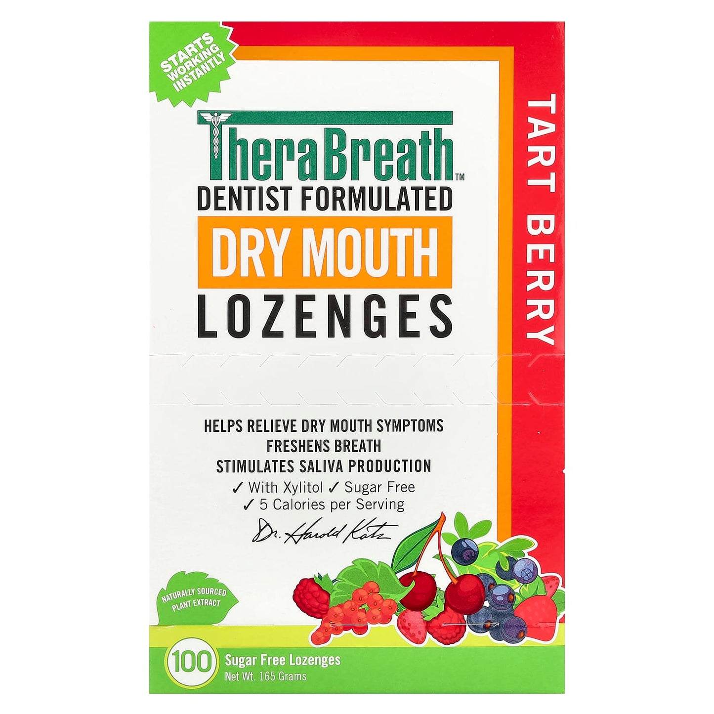 TheraBreath, Dry Mouth Lozenges, Tart Berry, 100 Sugar Free Lozenges - Image 1