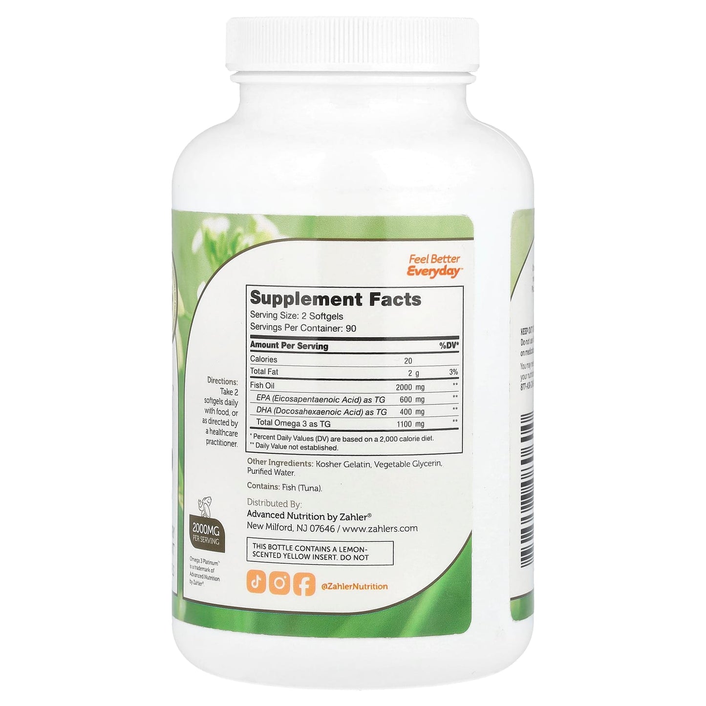 Zahler, Omega 3 Platinum™, Advanced Omega 3 Fish Oil, 2,000 mg, 180 Softgels (1,000 mg per Softgel) - Image 2