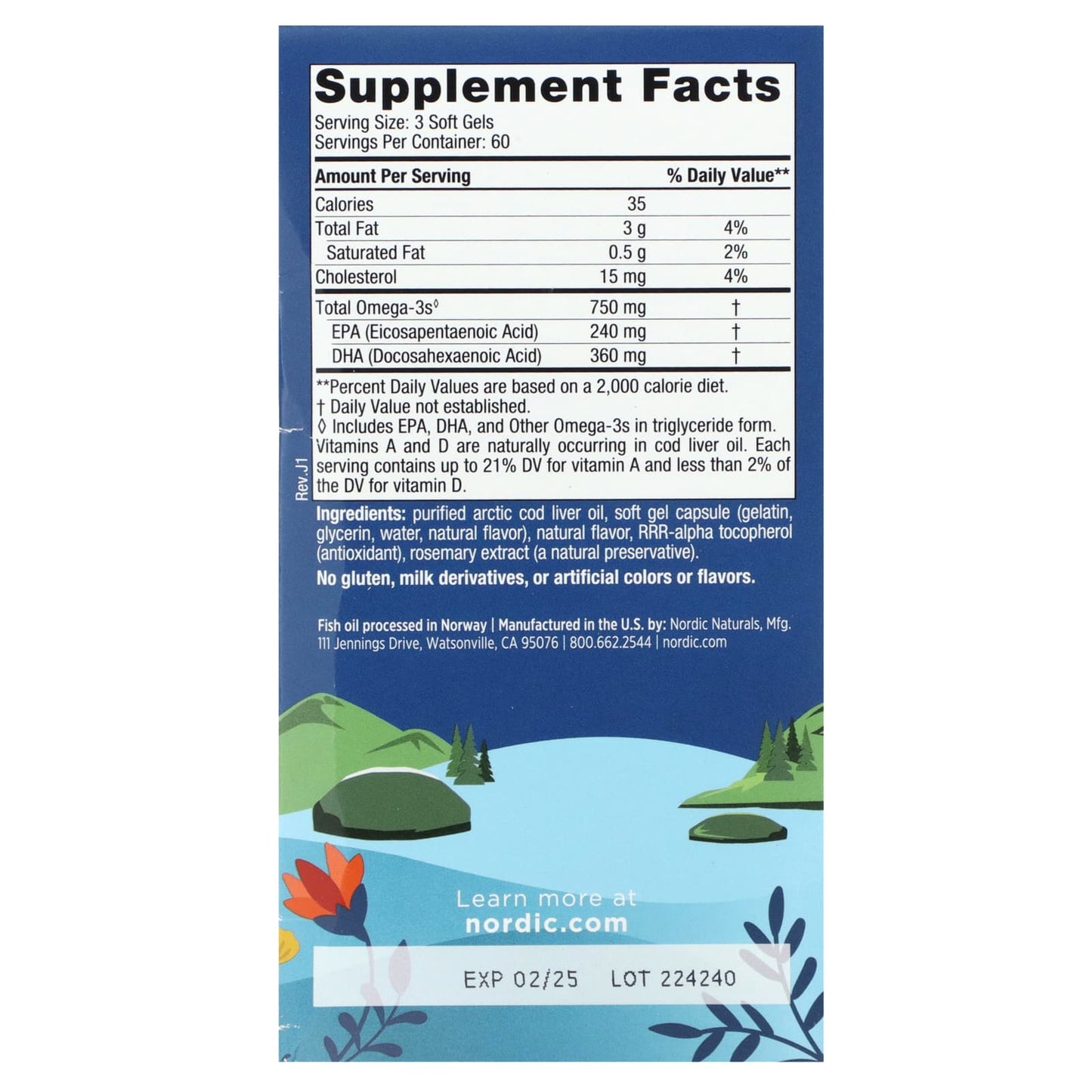 Nordic Naturals, Arctic Cod Liver Oil, Lemon, 180 Soft Gels - Image 2