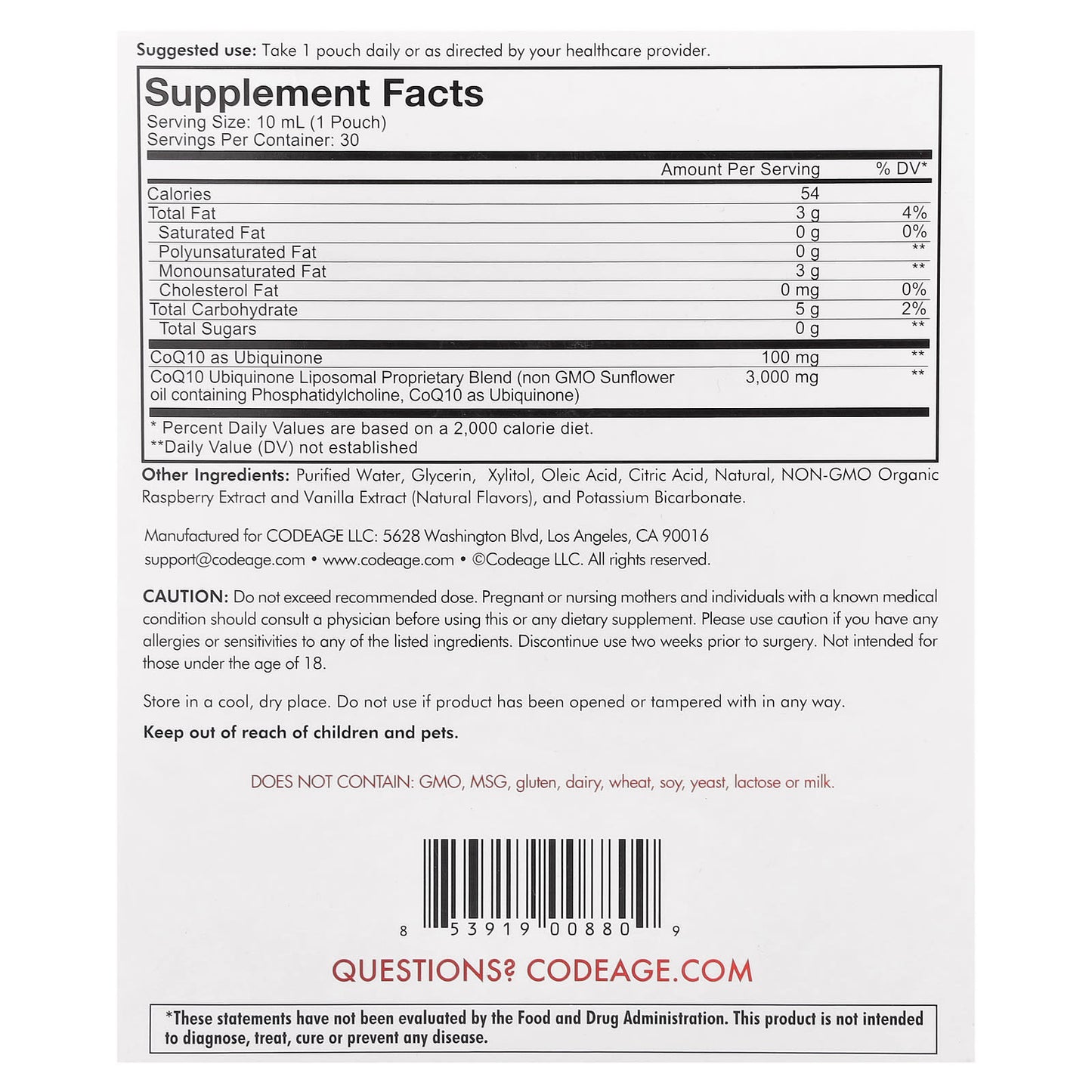 Codeage CoQ10 Liquid Supplement for Heart Health - 30 Sachets - Image 2