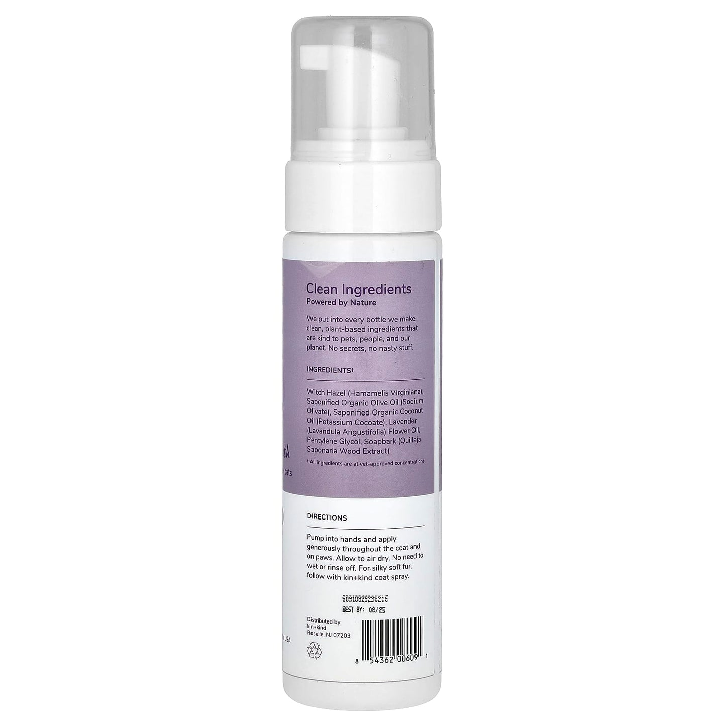 Kin+Kind, Calming Waterless Bath, Cleansing Foam For Dogs + Cats, Lavender, 8 fl oz (236 ml) - Image 2