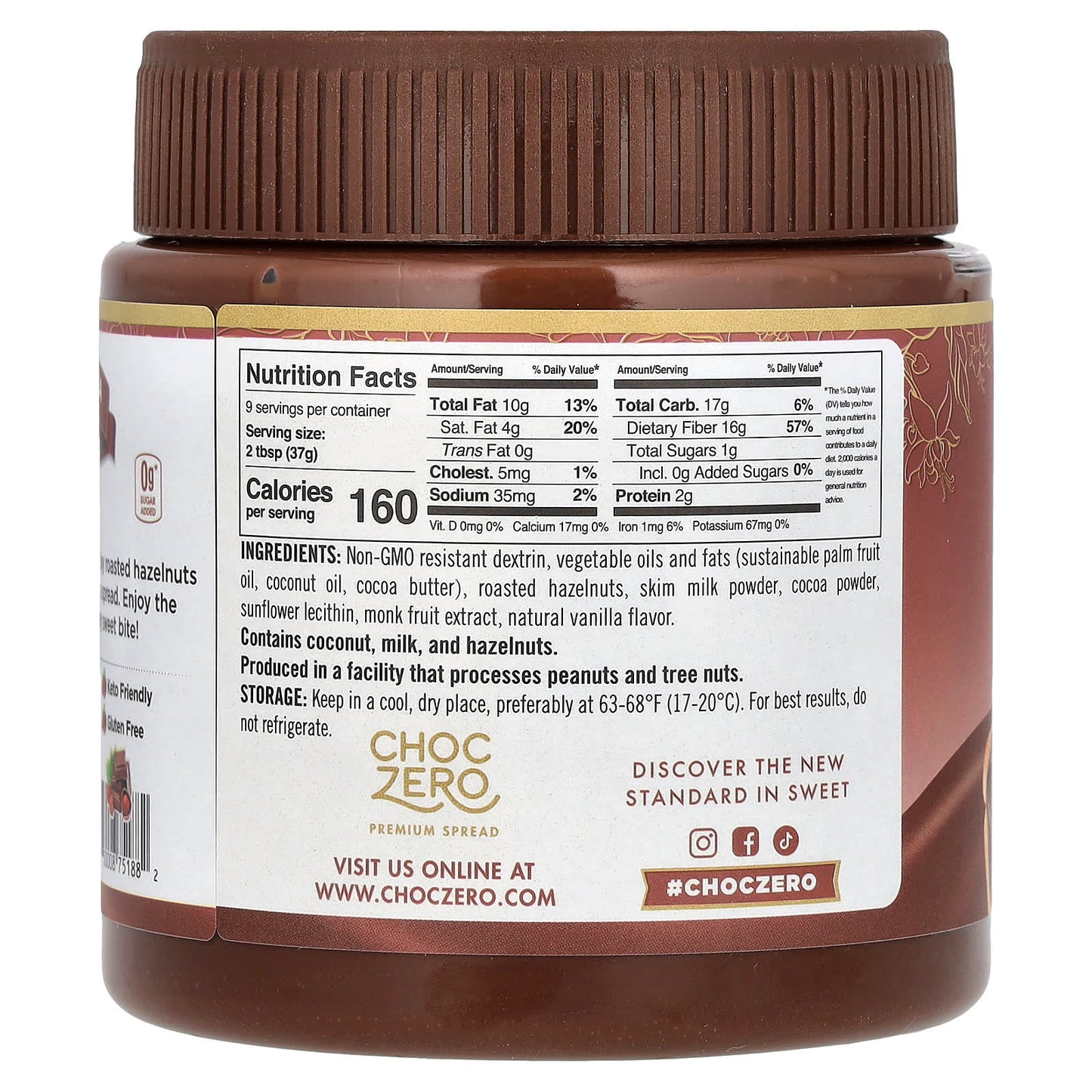ChocZero Milk Cocoa Hazelnut Spread - Keto Friendly, 0g Added Sugar - Image 2