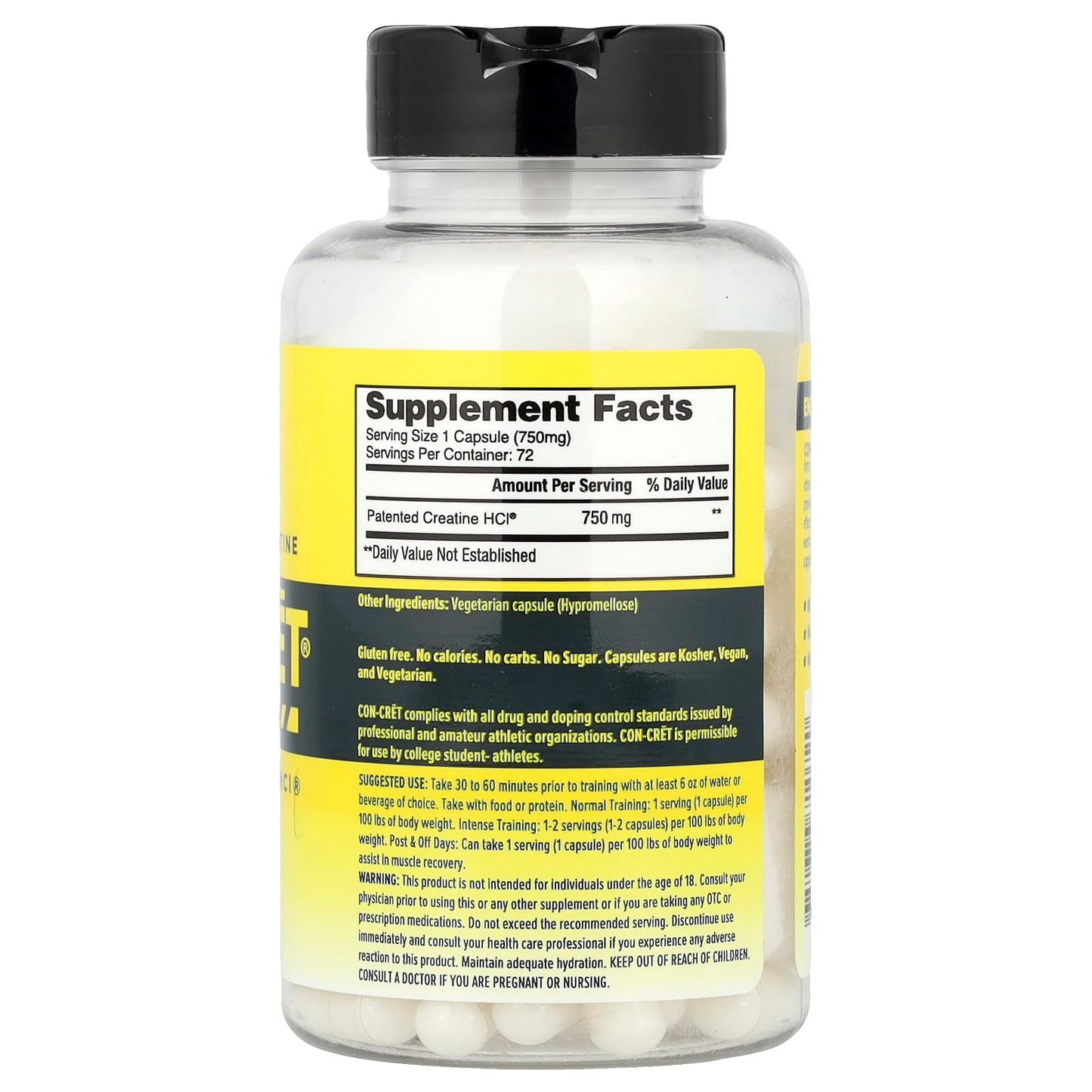 Con-Cret, Creatine HCl®, 750 mg, 72 Capsules