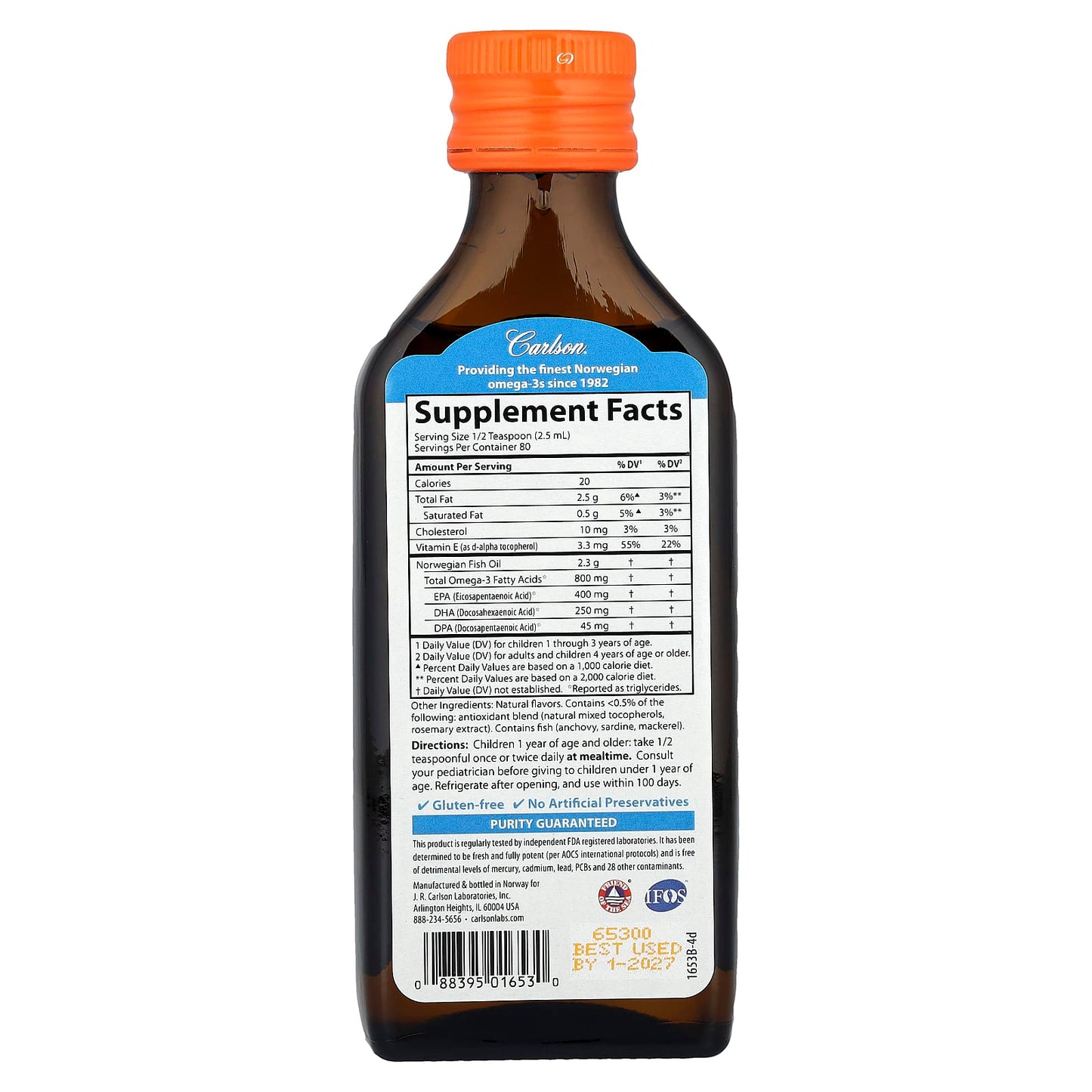 Norwegian Omega-3 Fish Oil for Kids, Natural Orange Flavor, 6.7 fl oz (200 ml) - Image 2