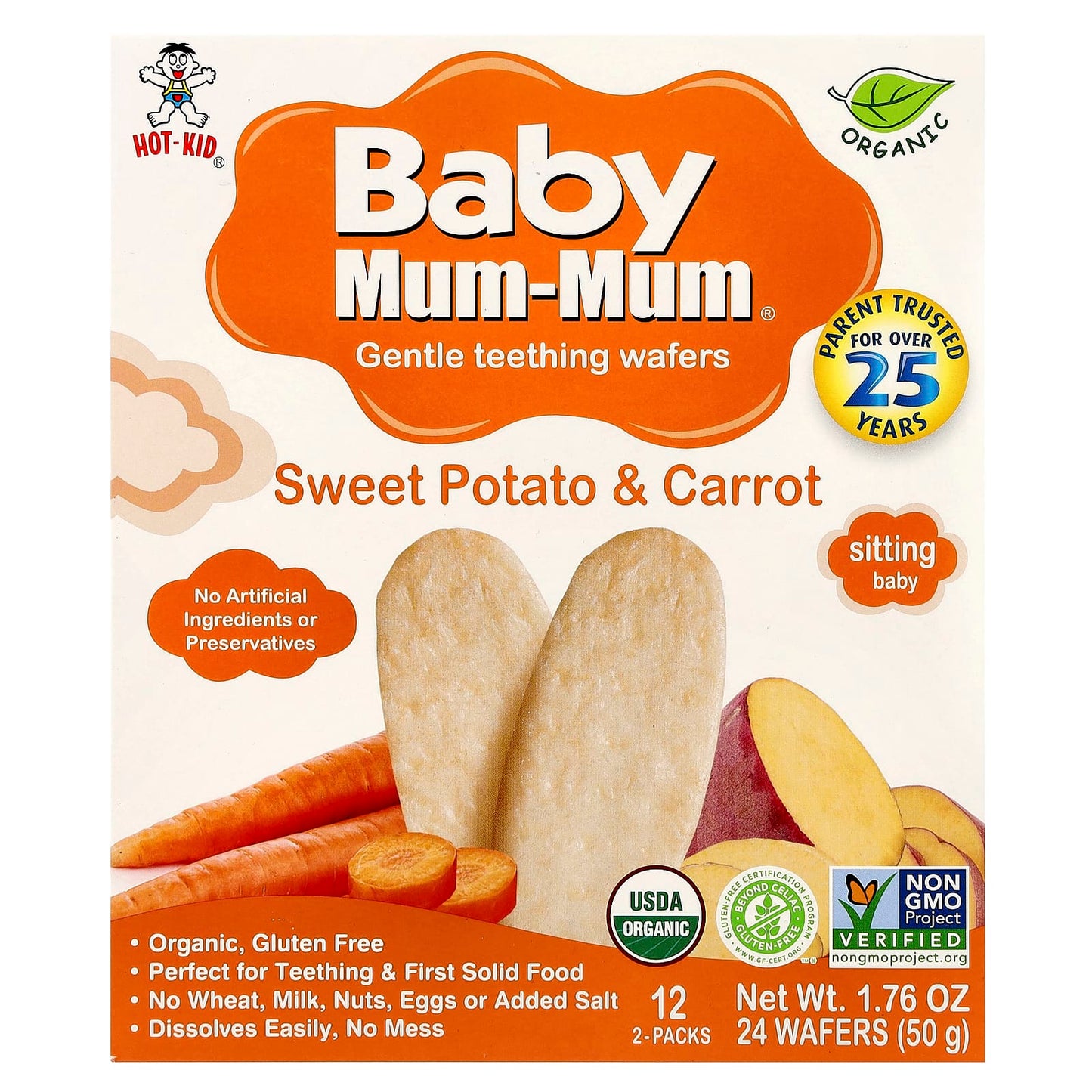 Sweet Potato & Carrot Baby Teething Wafers | Gluten-Free & USDA Organic - Image 1