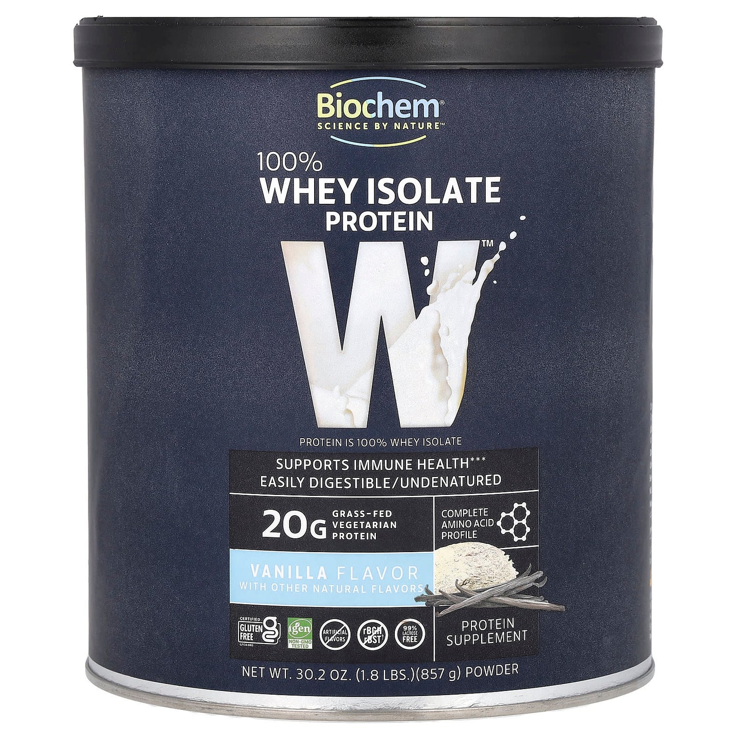 100% Whey Isolate Protein Powder by Biochem - Vanilla, 1.8 lbs - Image 1
