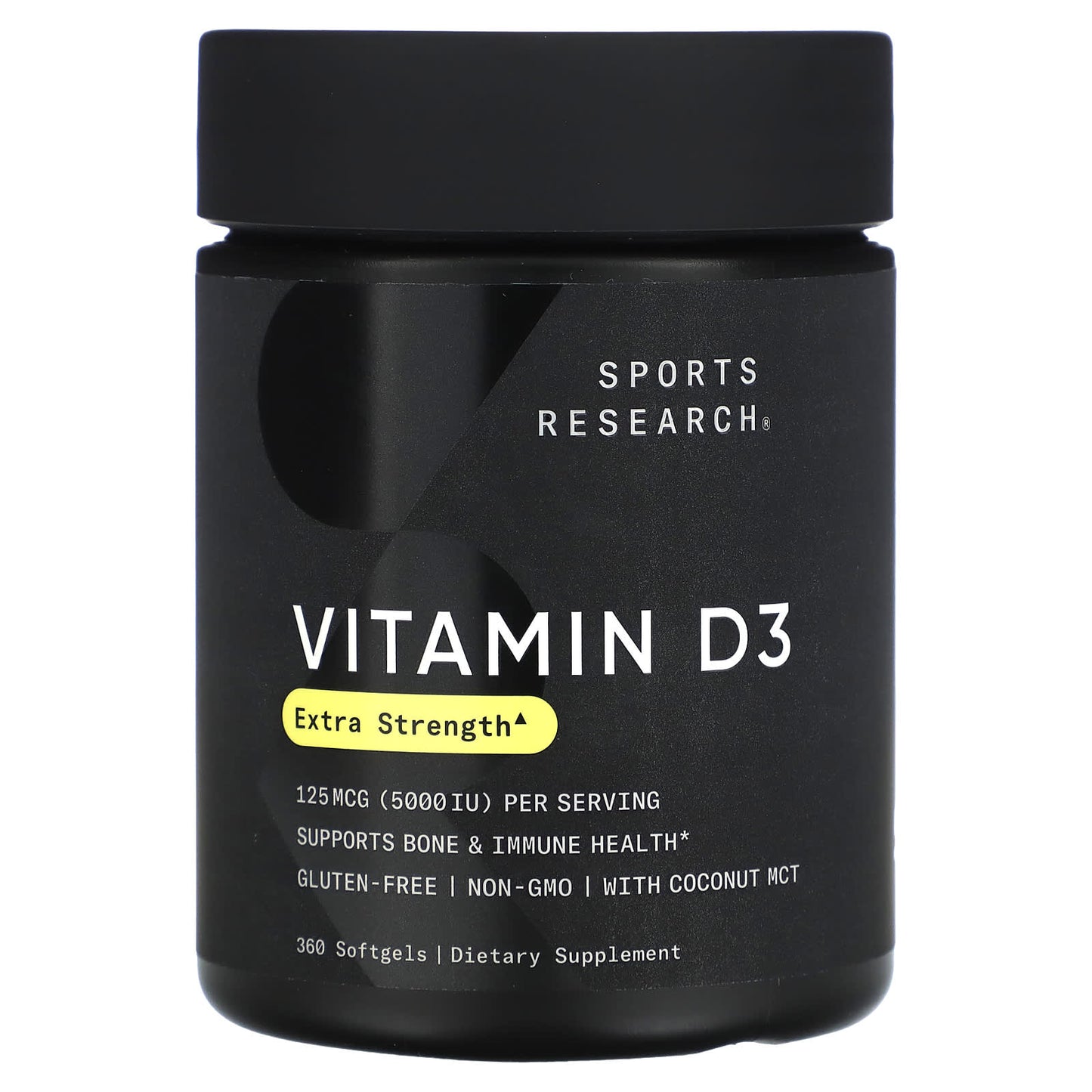 Sports Research, Vitamin D3, Extra Strength, 125 mcg (5,000 IU), 360 Softgels - Image 1