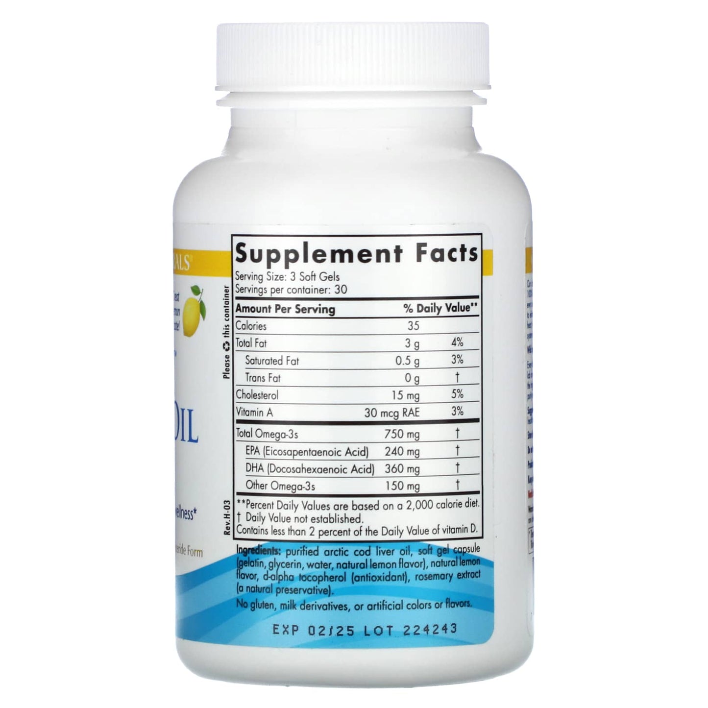 Nordic Naturals, Arctic Cod Liver Oil, Lemon, 90 Soft Gels - Image 2