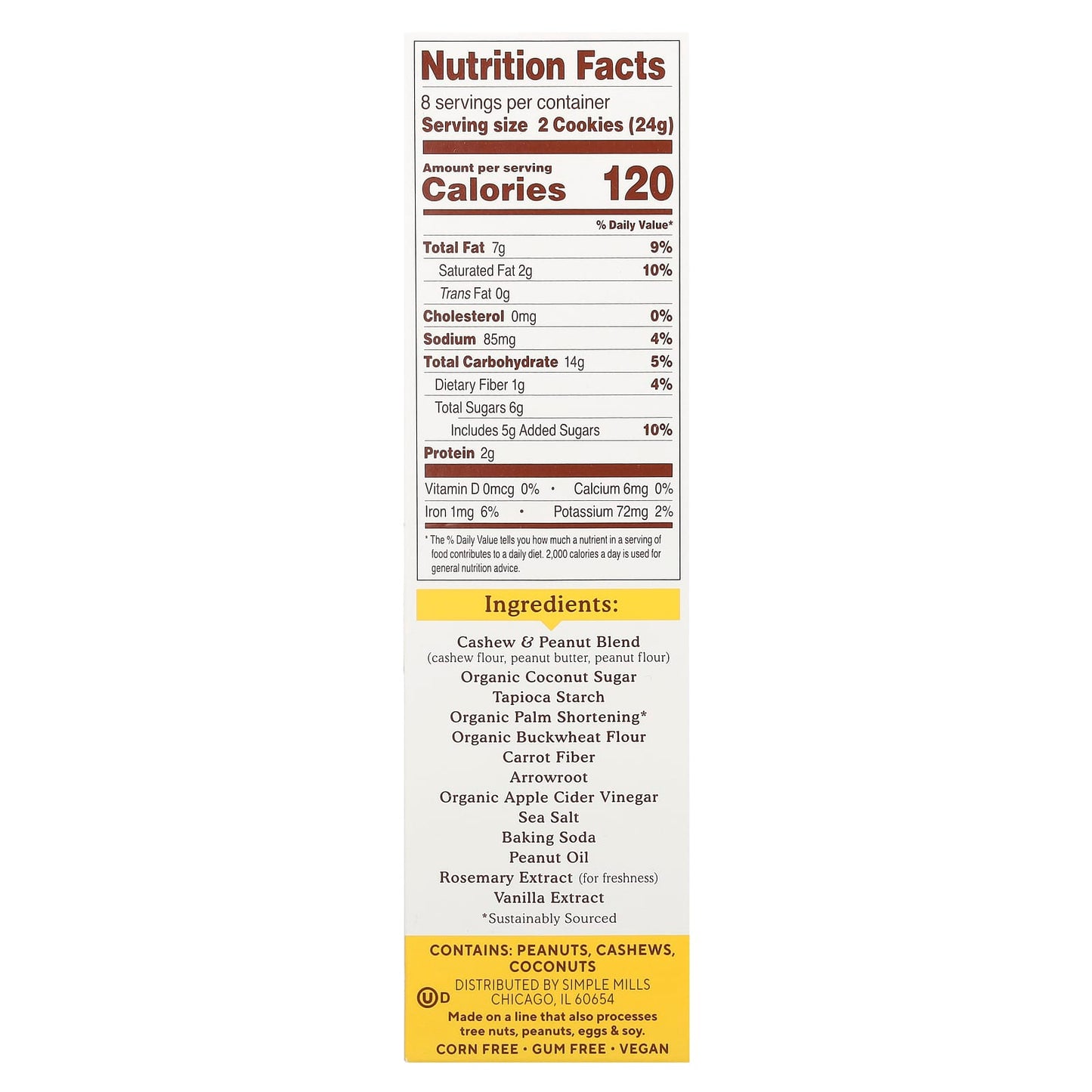Simple Mills, Nut Butter Stuffed Sandwich Cookies, Creamy Peanut Butter, 6.7 oz (190 g) - Image 2