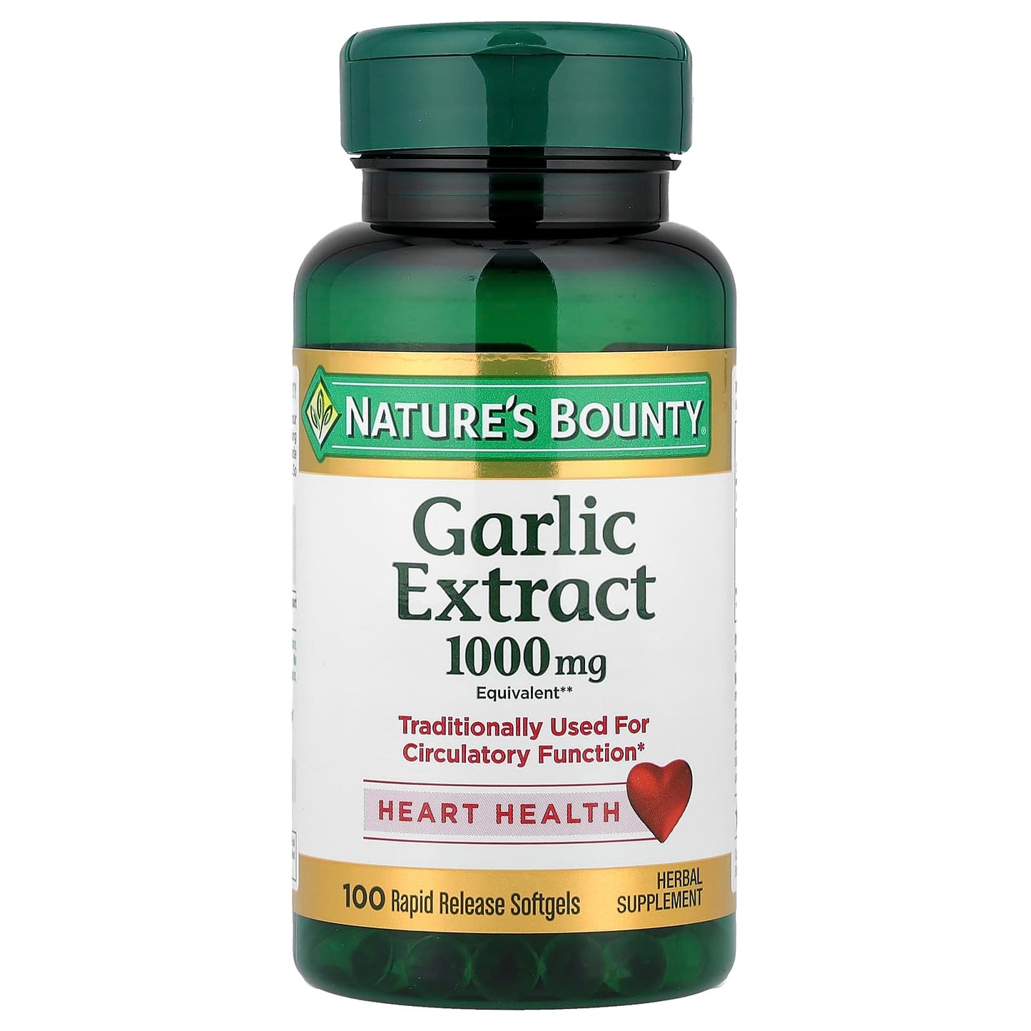 Nature's Bounty, Garlic Extract, 1,000 mg, 100 Rapid Release Softgels - Image 1