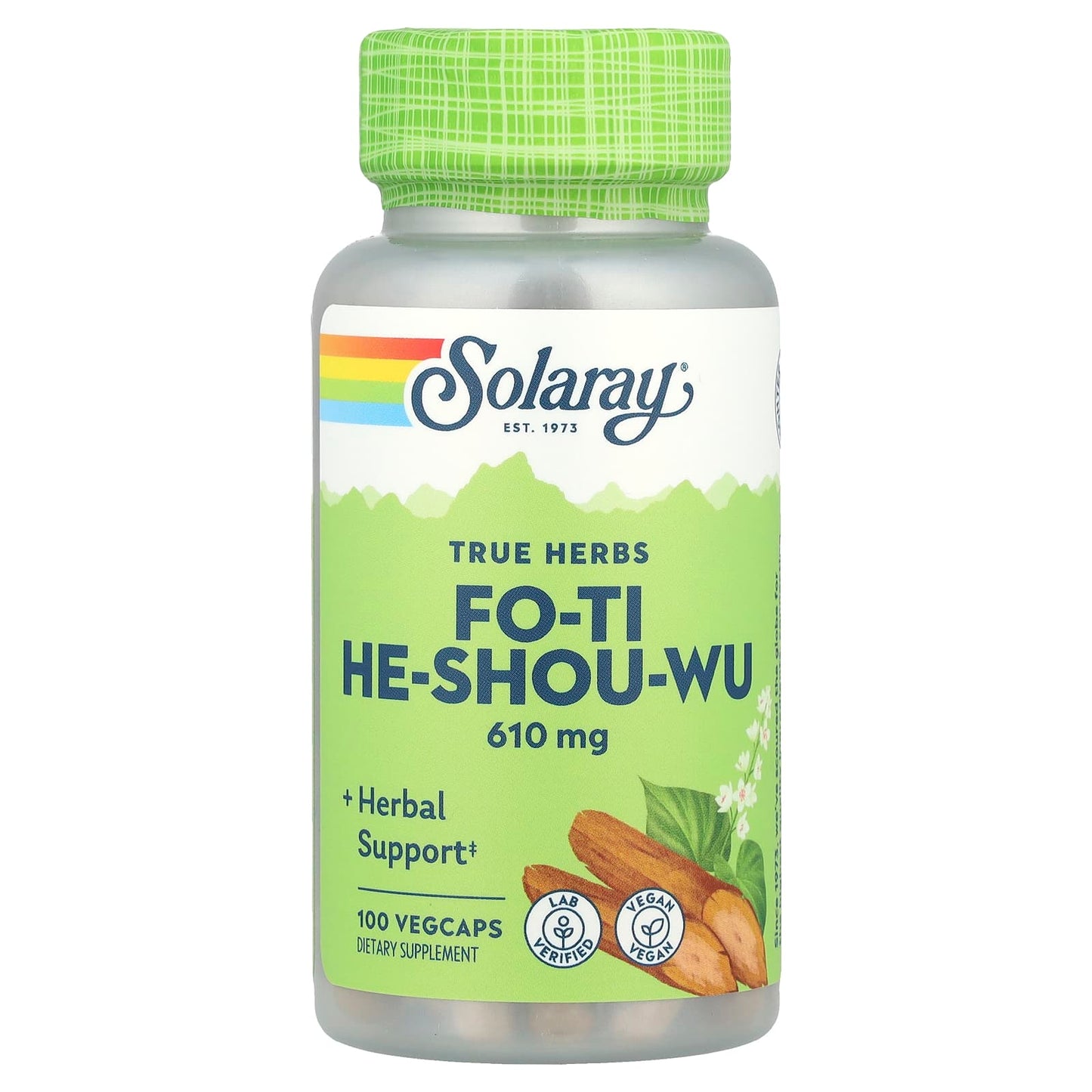 Solaray, True Herbs, Fo-Ti He-Shou-Wu, 610 mg, 100 VegCaps - Image 1