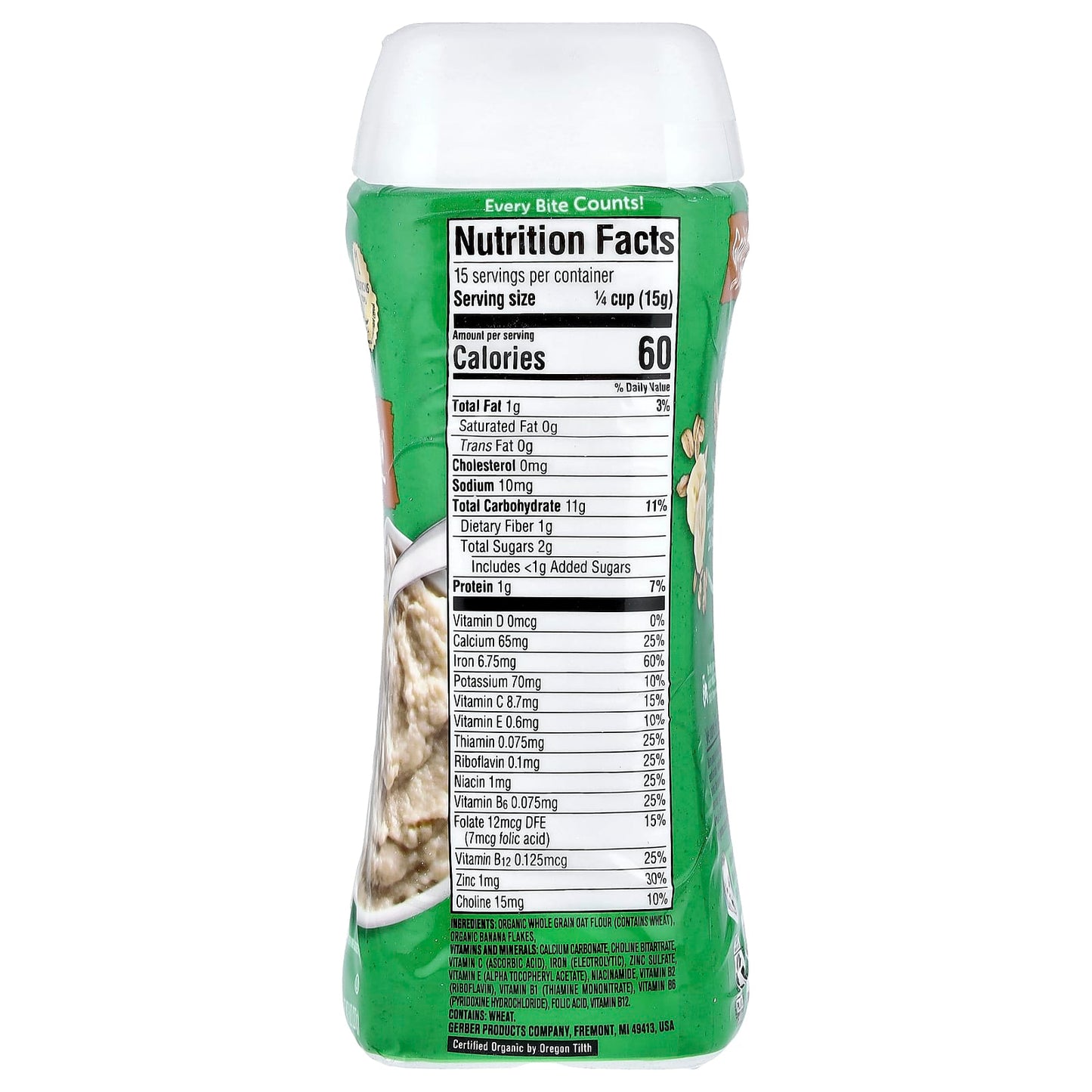 Gerber, Organic for Baby, Grain & Grow™, 2nd Foods, Oatmeal Banana Cereal, 8 oz (227 g)