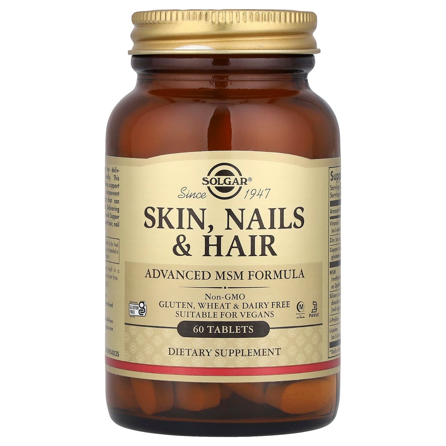 Solgar, Skin, Nails & Hair, Advanced MSM Formula, 60 Tablets - Image 1