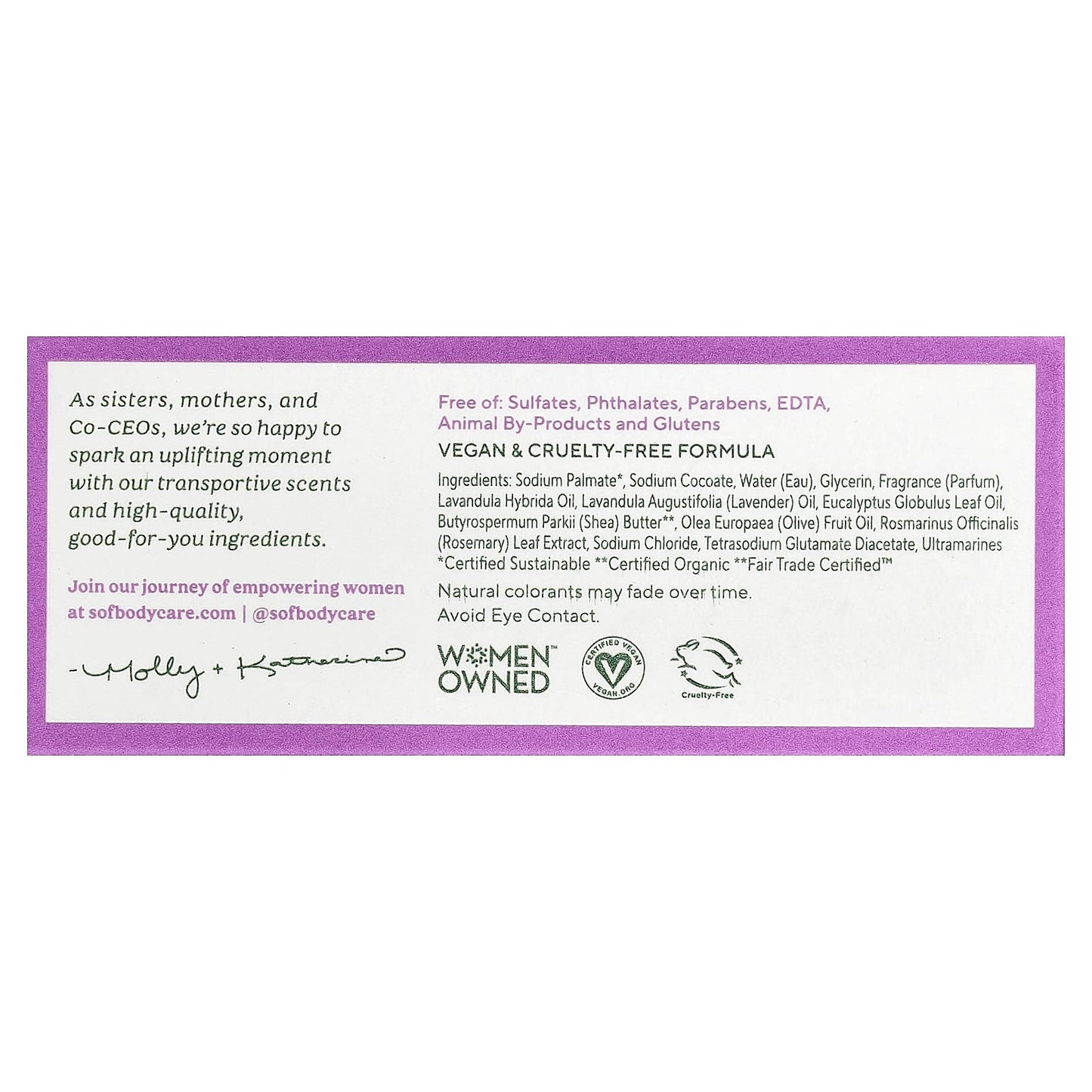 SoF, Triple Milled Bar Soap with Shea Butter, Lavender Fields, 6 oz (170 g) - Image 2