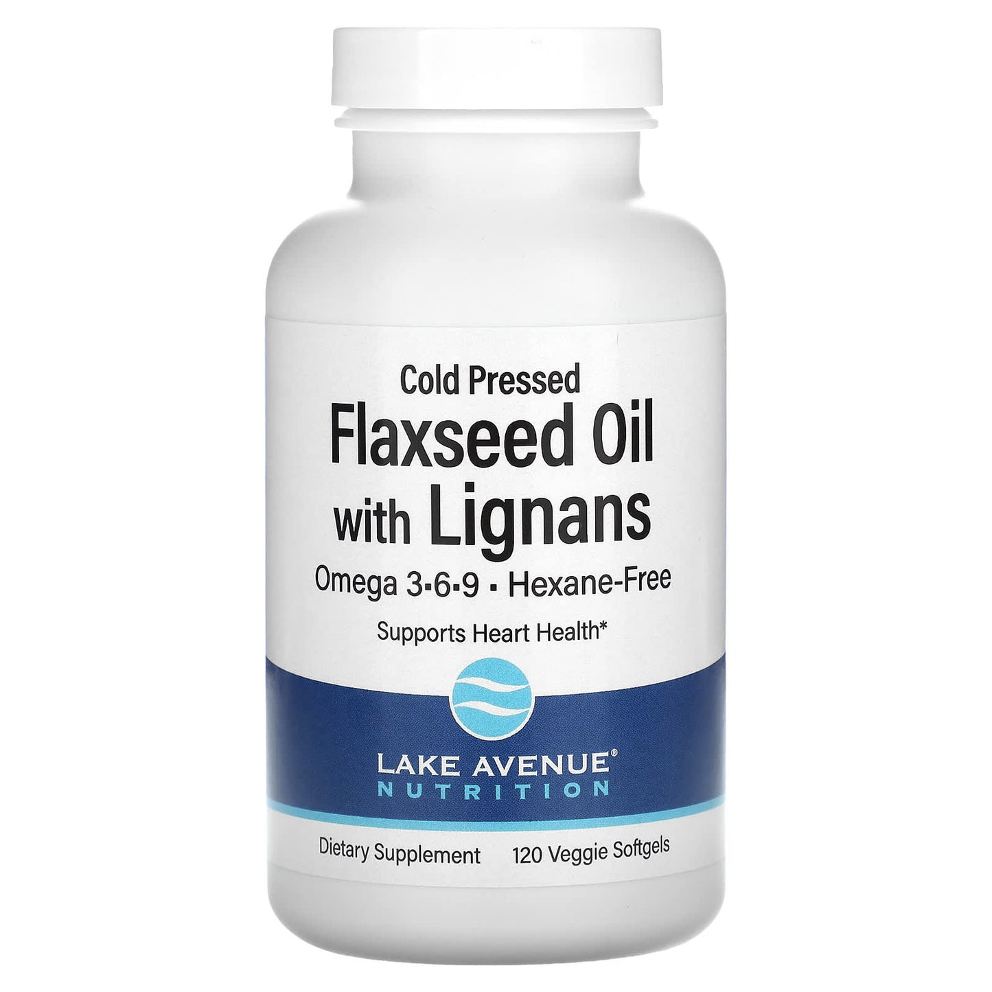 Cold Pressed Flaxseed Oil with Lignans by Lake Avenue Nutrition - 120 Softgels - Image 1