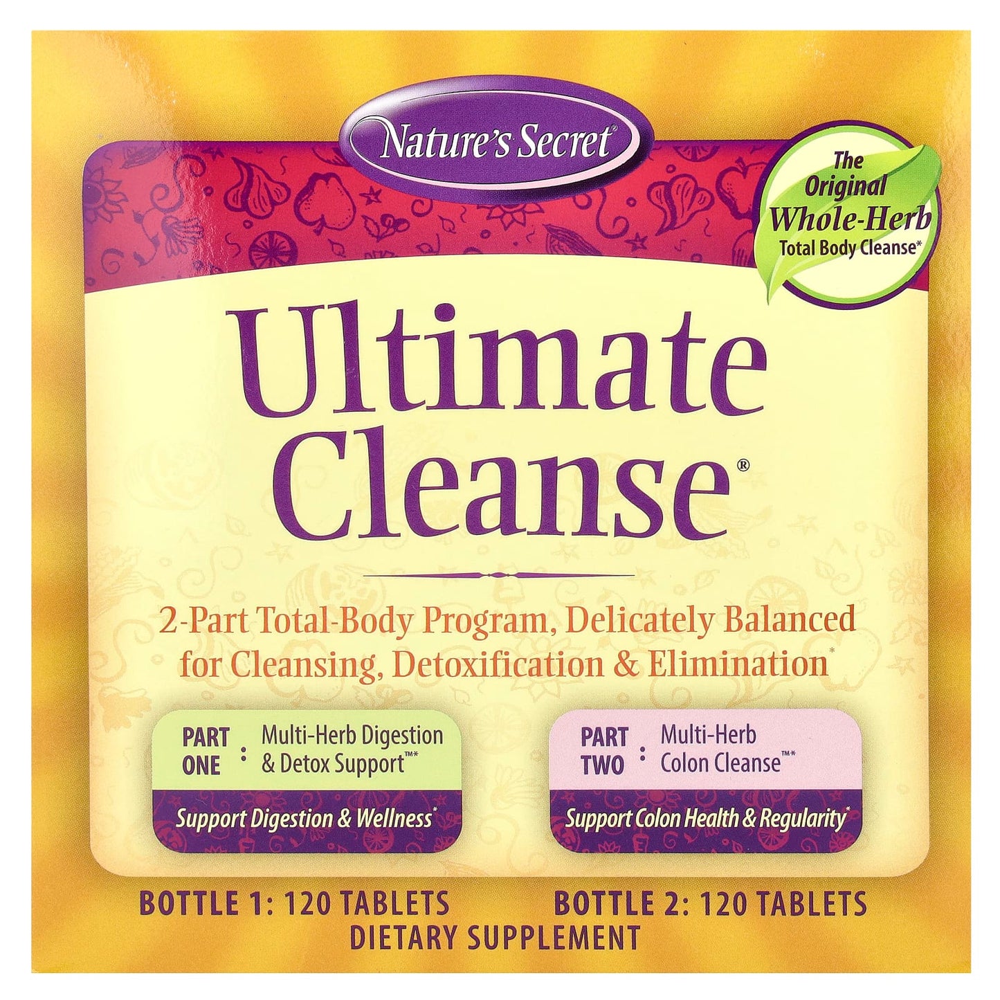 Nature's Secret, Ultimate Cleanse®, 2 Part Total-Body Program, 2 Bottles, 120 Tablets Each - Image 1