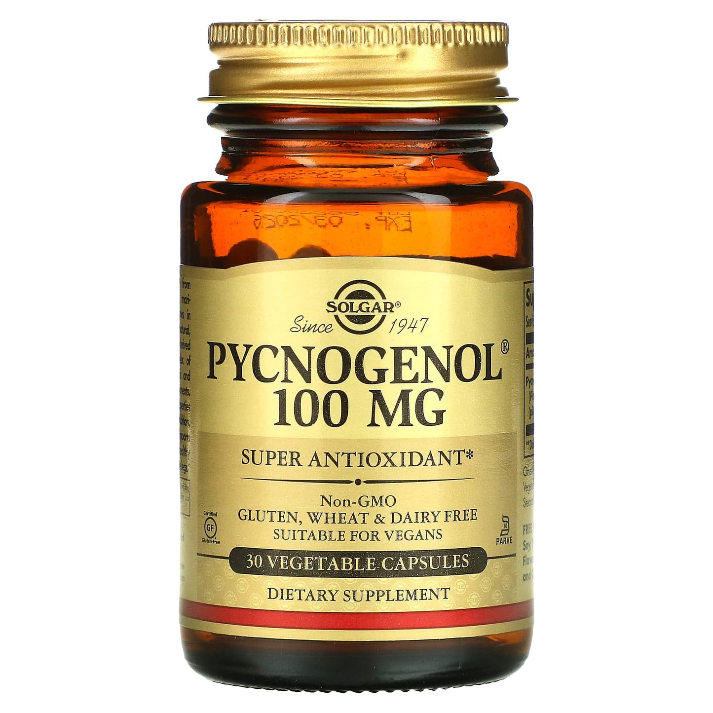 Solgar, Pycnogenol, 100 mg, 30 Vegetable Capsules - Image 1
