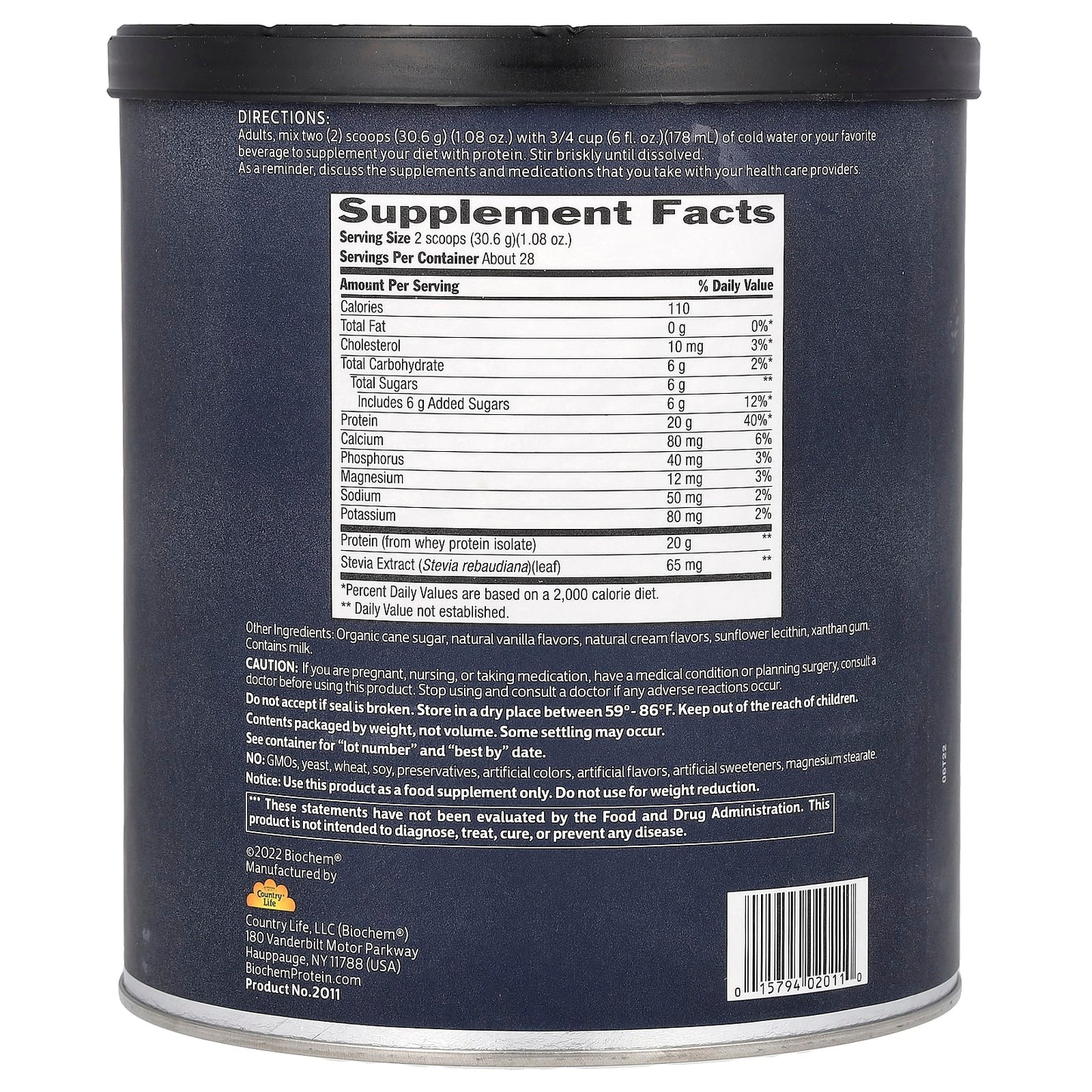 100% Whey Isolate Protein Powder by Biochem - Vanilla, 1.8 lbs - Image 2