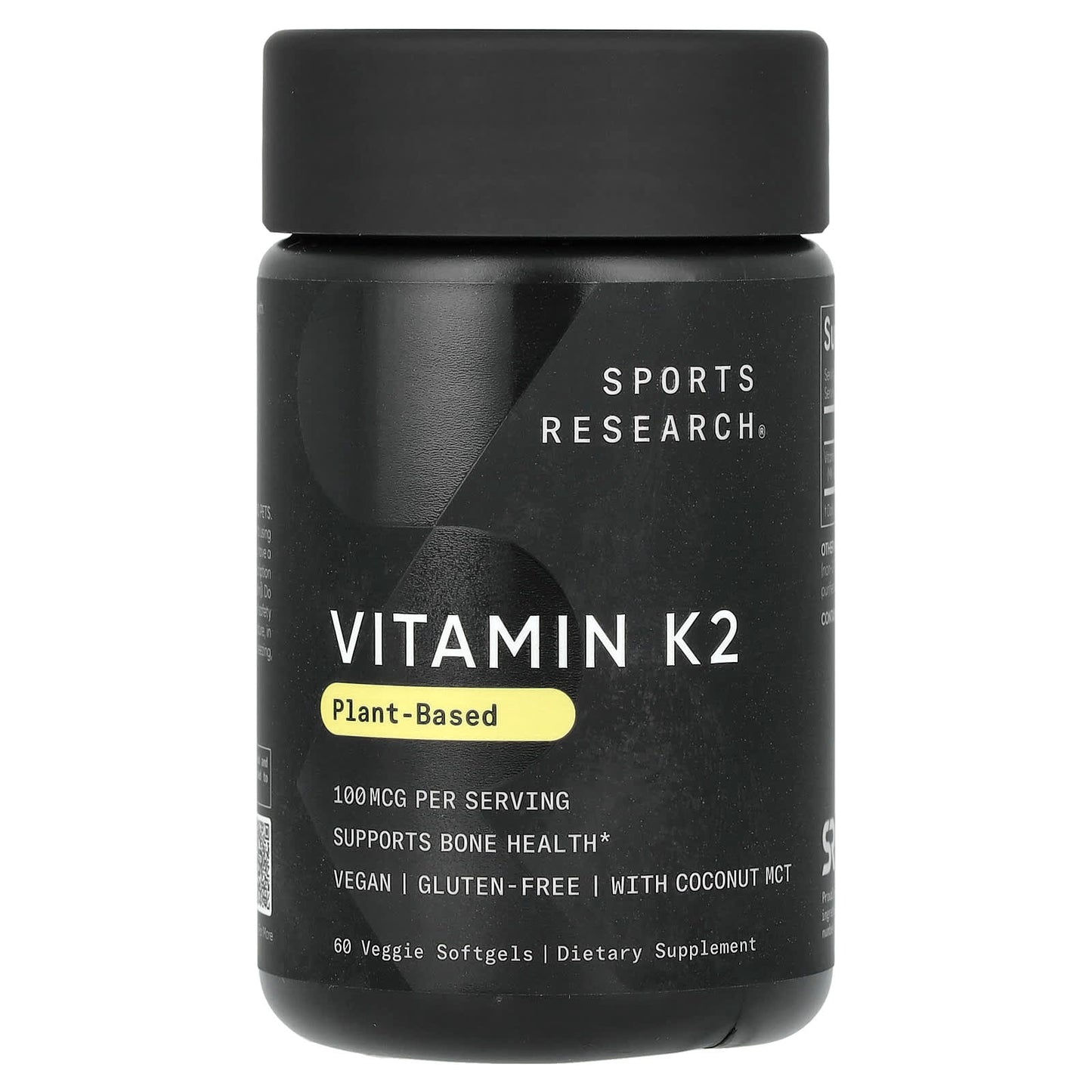 Sports Research, Vitamin K2, Plant-Based, 100 mcg, 60 Veggie Softgels - Image 1