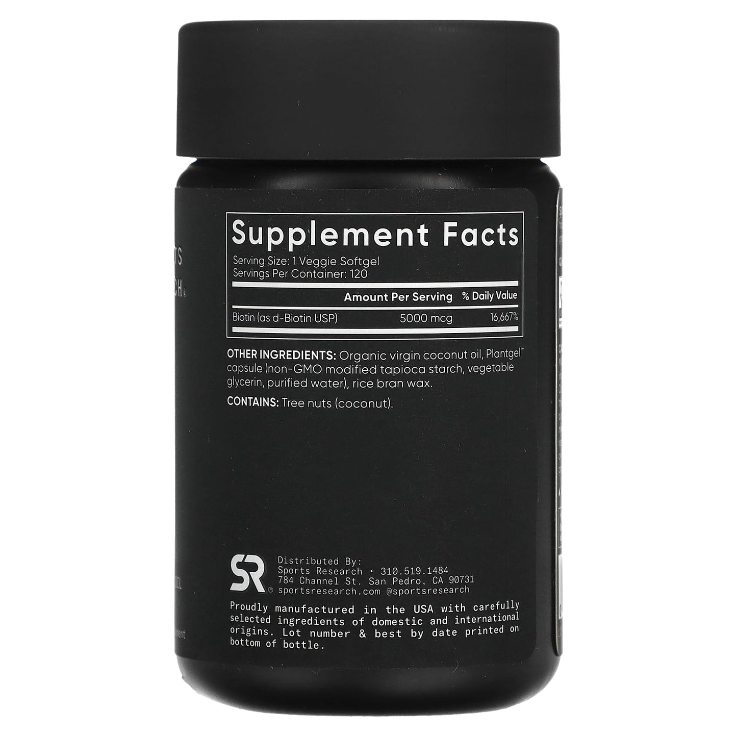 Sports Research, Biotin, Extra Strength, 5,000 mcg, 120 Veggie Softgels - Image 2