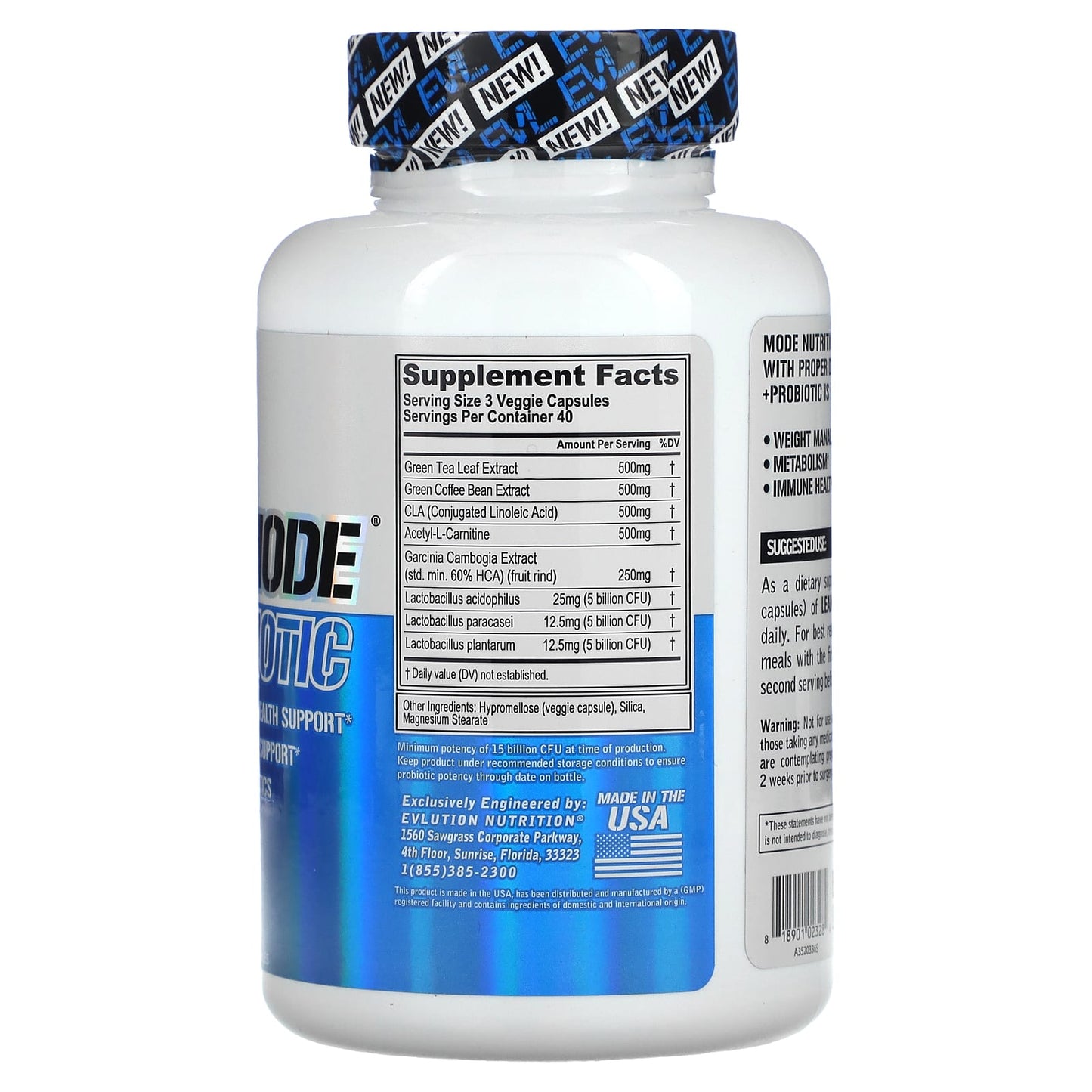 EVLution Nutrition LeanMode + Probiotic, 120 Veggie Capsules for Weight Loss & Digestive Health - Image 2