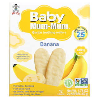Gentle Banana Teething Wafers for Babies by Hot Kid, 100% BPA-Free