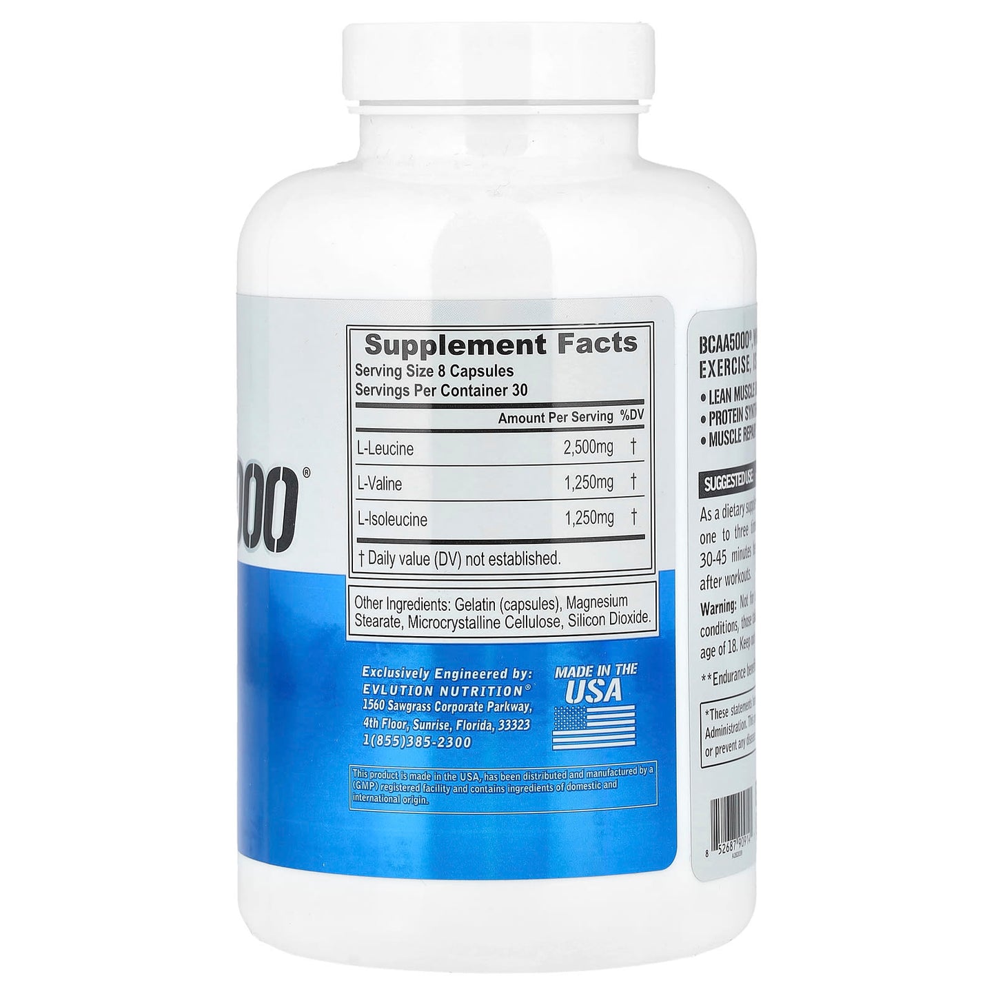 EVLution Nutrition BCAA5000 Muscle Recovery & Lean Muscle Building Capsules - Image 2