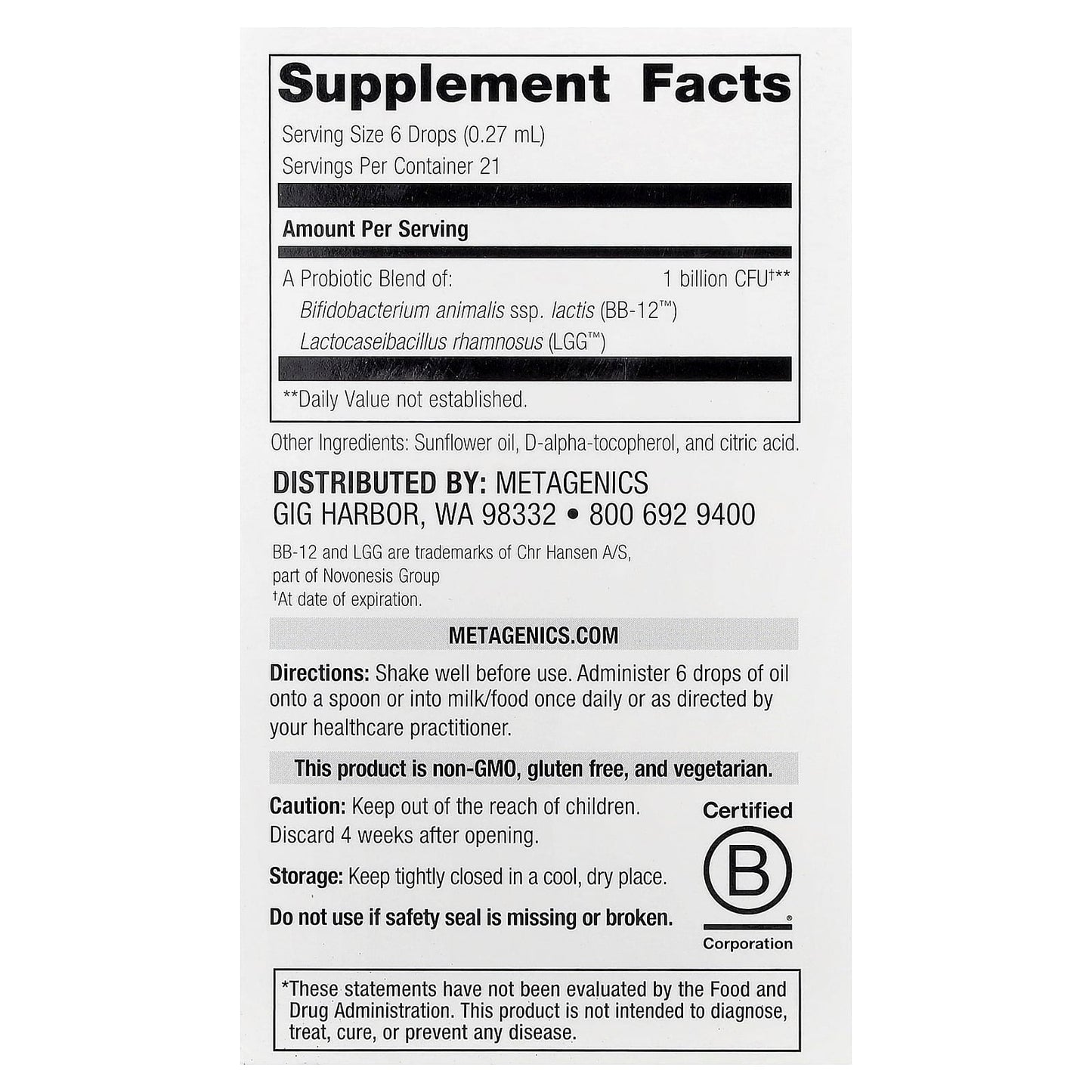 Metagenics, UltraFlora®, Baby Probiotic, 0.19 fl oz (5.65 ml) - Image 2