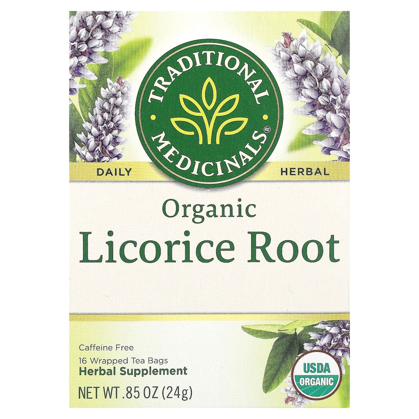 Traditional Medicinals, Organic Licorice Root, Caffeine Free, 16 Wrapped Tea Bags, 0.85 oz (24 g) - Image 1