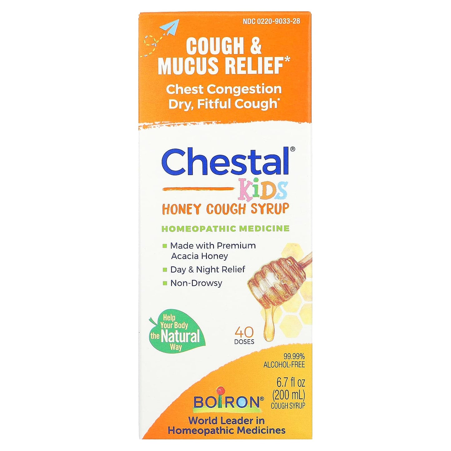 Boiron Chestal Kids Honey Cough Syrup, 6.7 fl oz (200 ml) - Natural Relief - Image 1