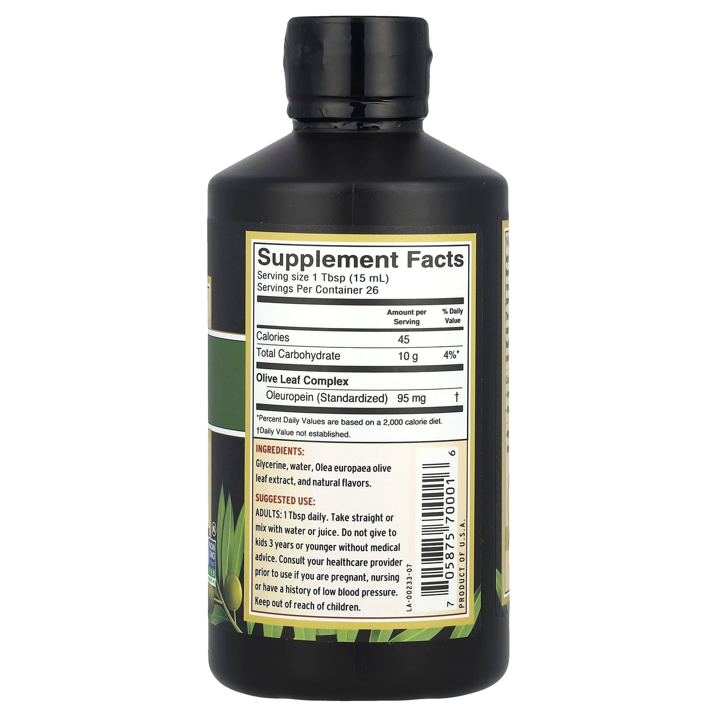 Barlean's Olive Leaf Complex, 95mg Oleuropein, 16oz Liquid - Image 2