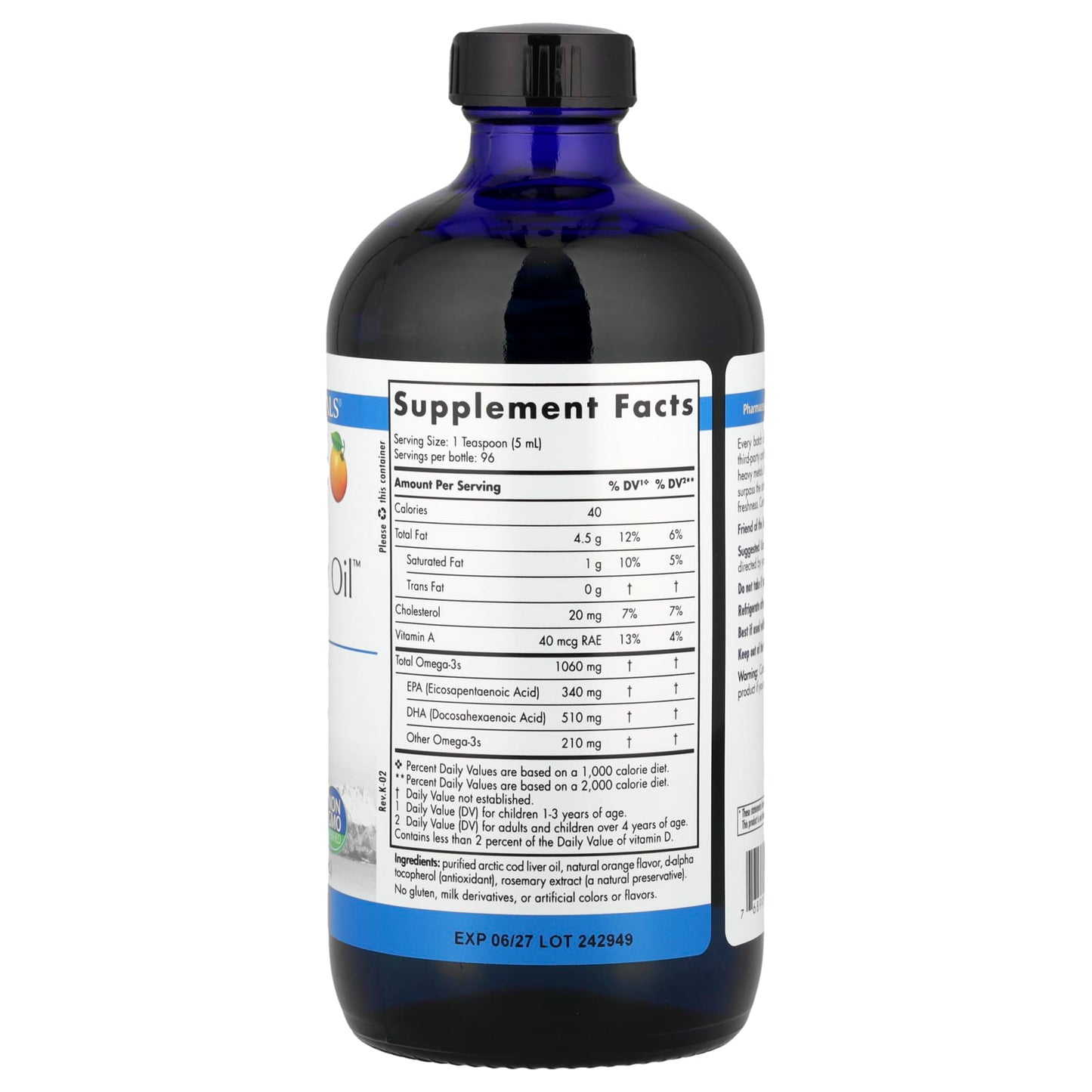 Nordic Naturals, Arctic Cod Liver Oil™, Orange, 16 fl oz (473 ml) - Image 2