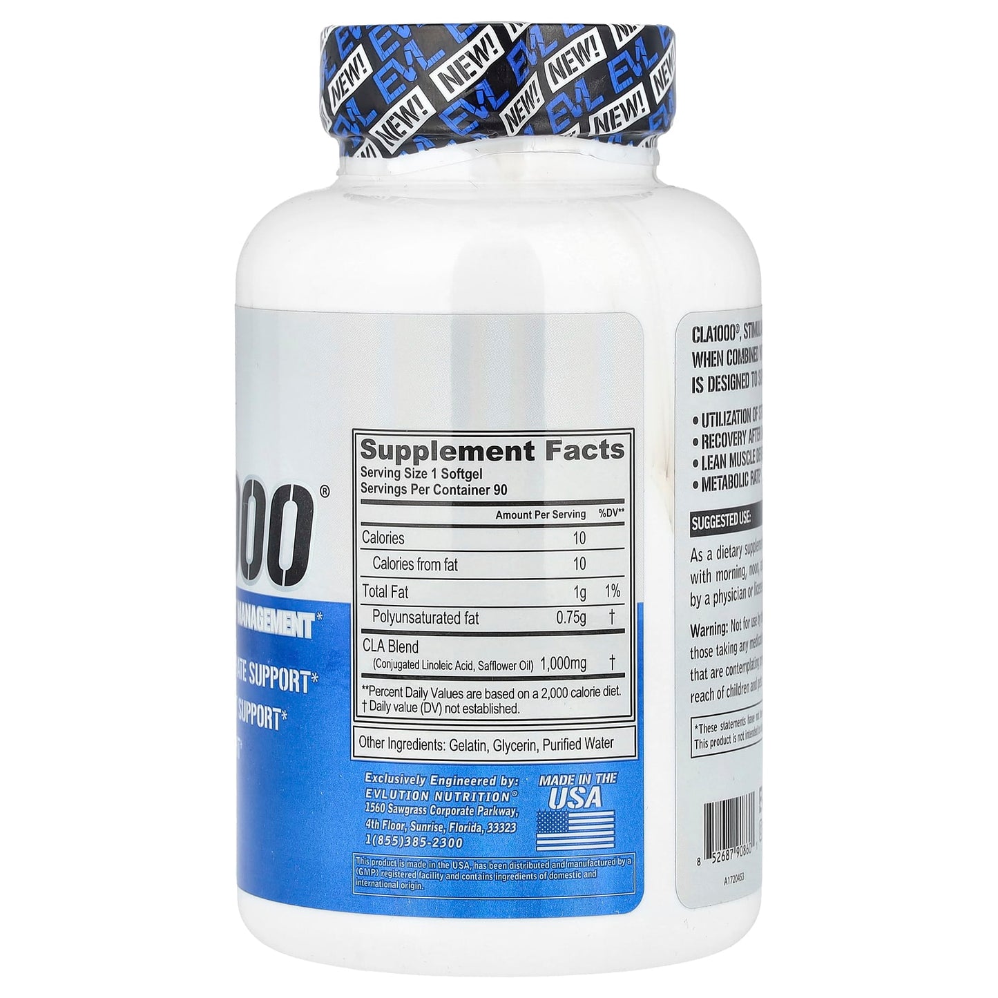 EVLution Nutrition CLA1000 Weight Management Supplement 90 Softgels - Image 2