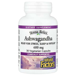 Ashwagandha Stress Relief Supplement, 600mg, 30 Capsules, Vegan