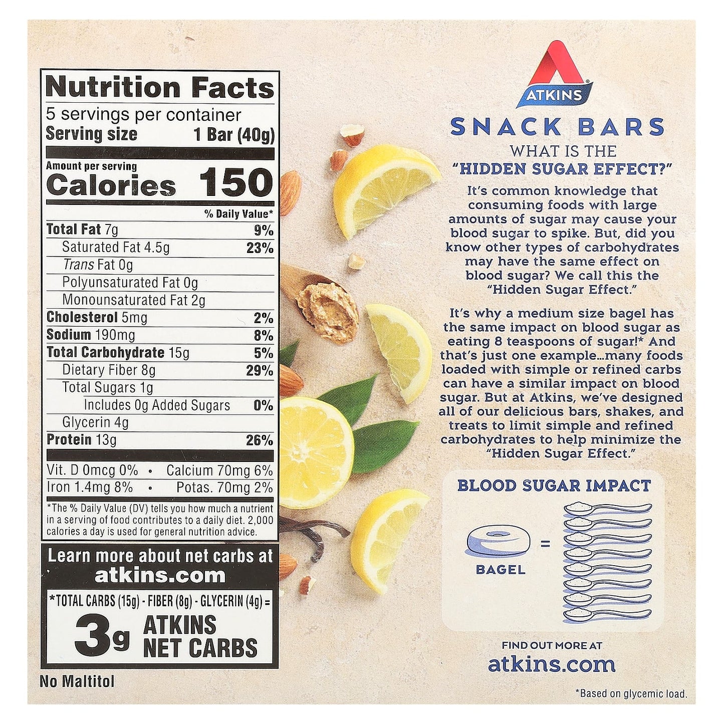 Lemon Bars for Weight Loss - No Maltitol, Gluten Free - Atkins Snack - Image 2