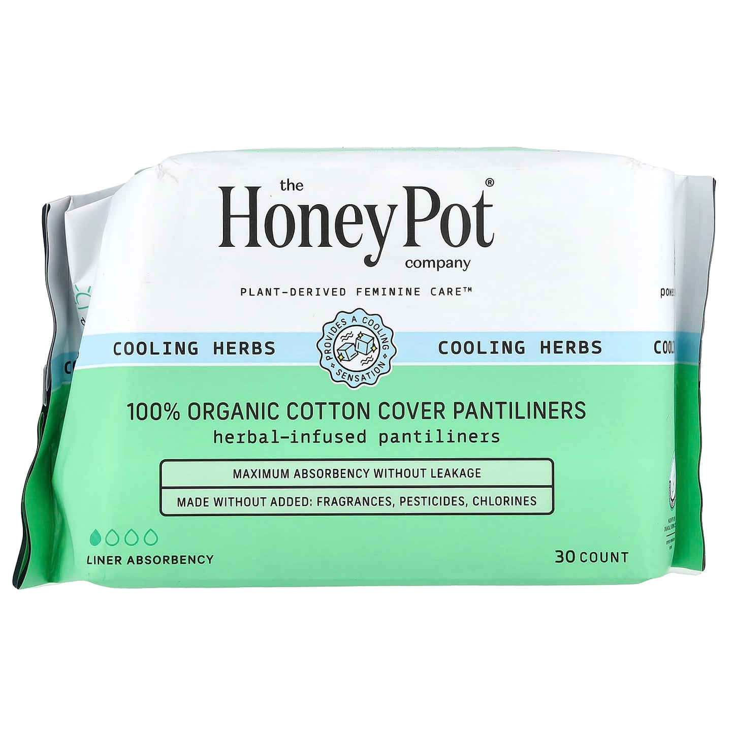 The Honey Pot Company, Organic Herbal-Infused Pantiliners, 30 Count - Image 1