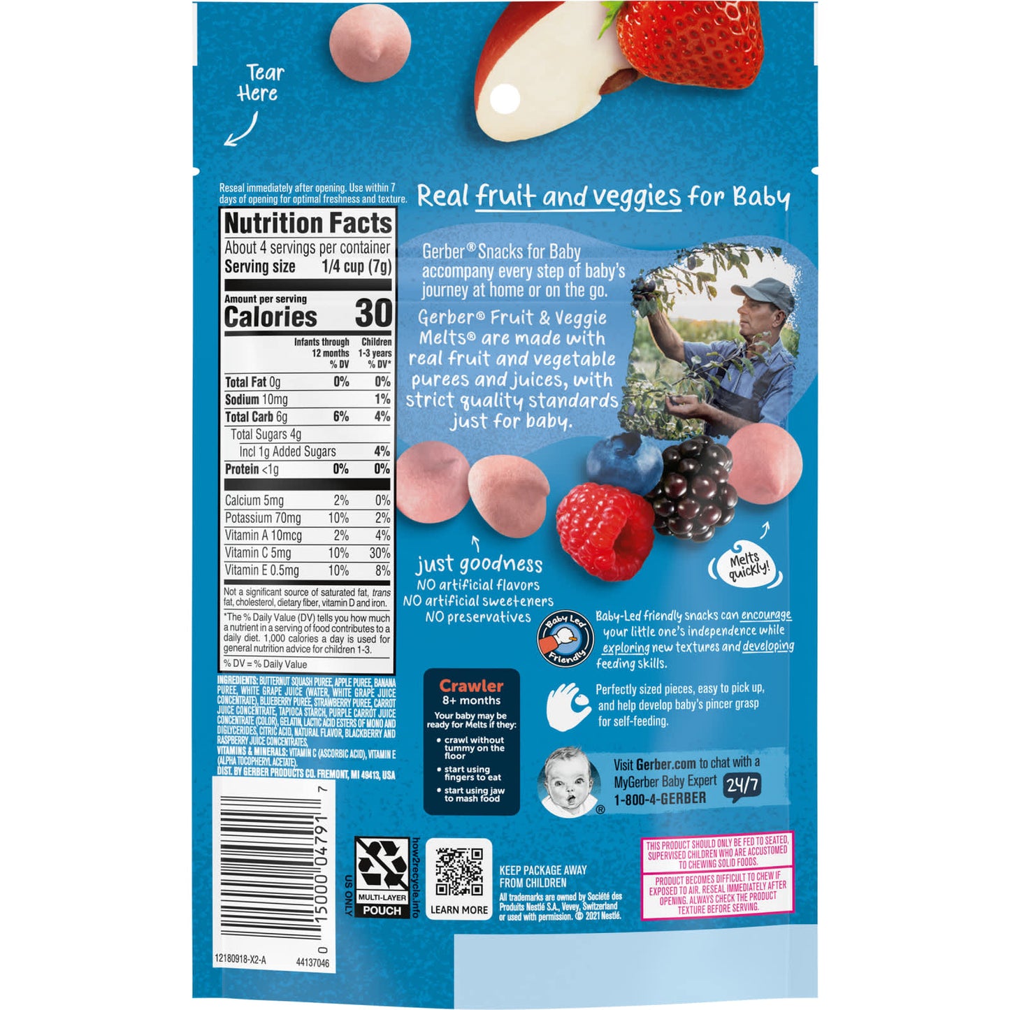 Gerber Fruit & Veggie Melts for 8+ Months, Very Berry Blend, 1 oz - Image 2