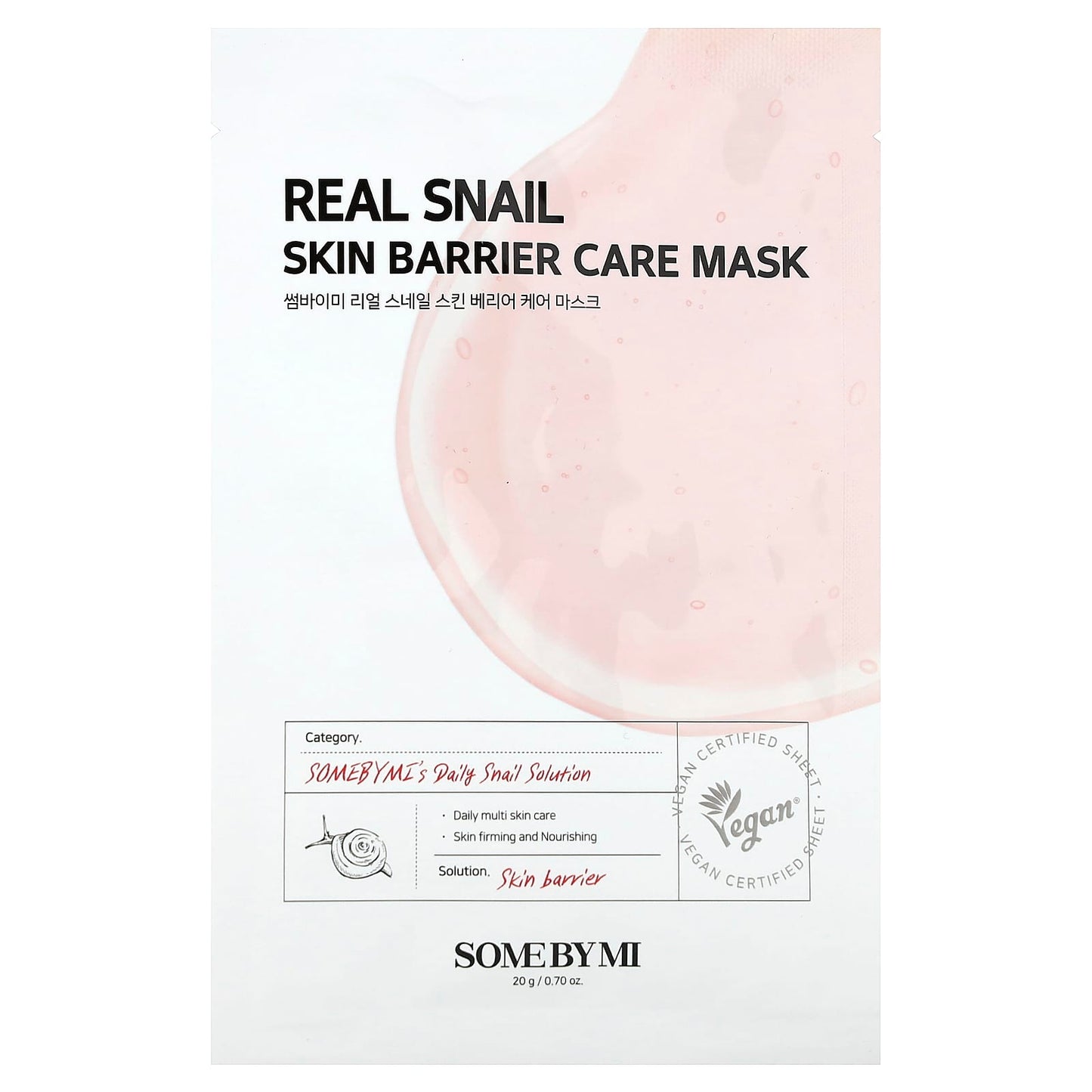 SOME BY MI, Real Snail, Skin Barrier Care Beauty Mask, 1 Sheet, 0.70 oz (20 g) - Image 1