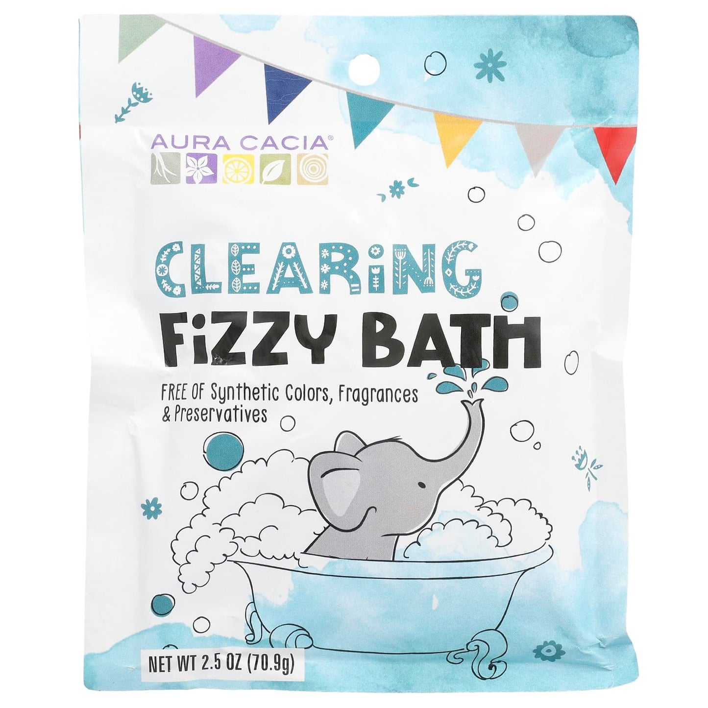 Aura Cacia Clearing Fizzy Bath for Kids, 2.5 oz, Natural & Fun - Image 1