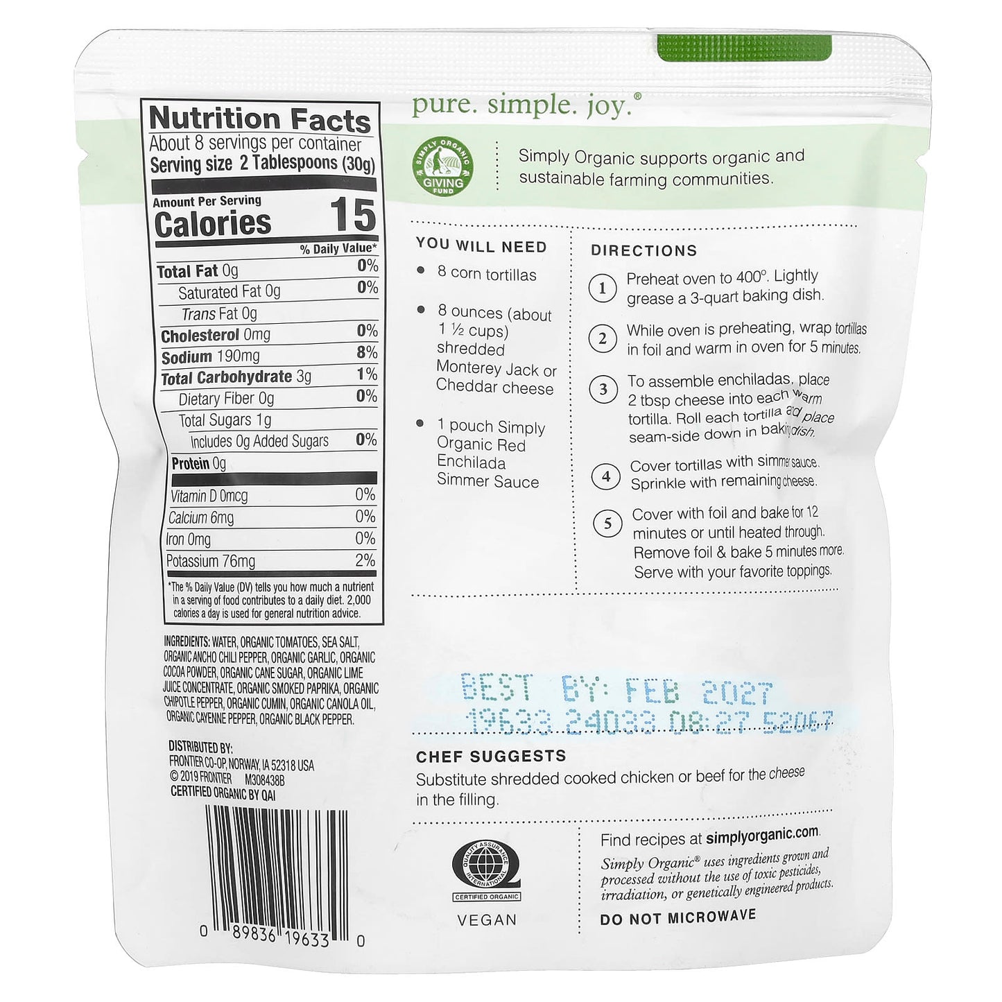 Simply Organic, Red Enchilada, Simmer Sauce, 8 oz (227 g) - Image 2