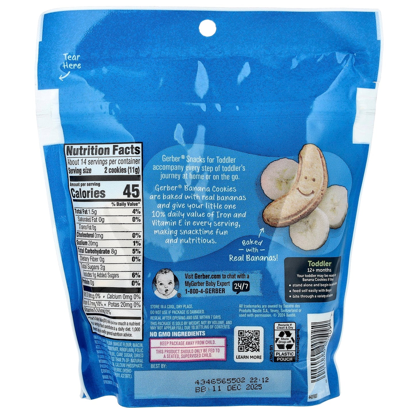 Gerber Banana Cookies for Toddlers, 5oz, 12+ Months, Kosher & No GMOs - Image 2