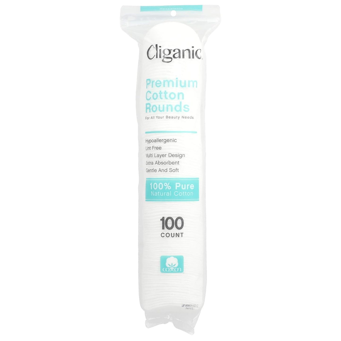 Cliganic Premium Natural Cotton Rounds - 100 Count, Reusable, Lint Free - Image 1