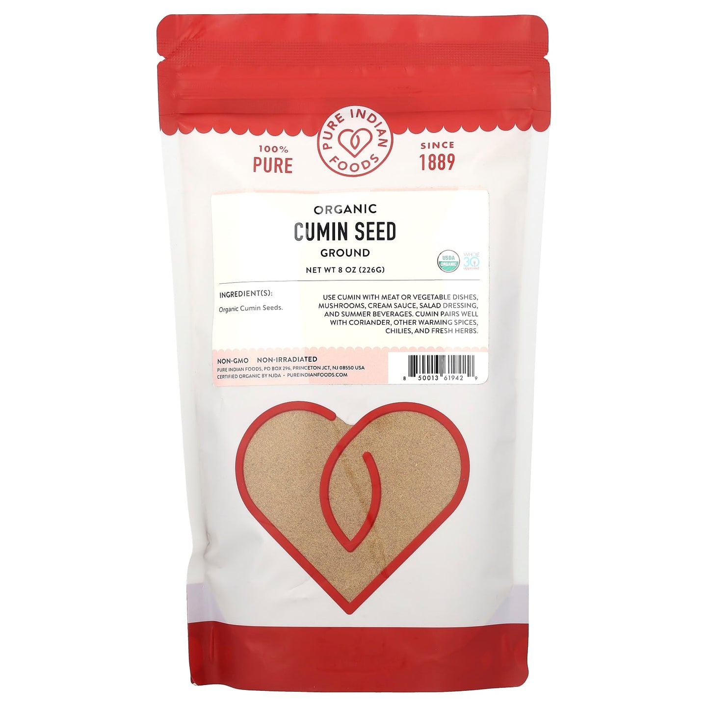 Pure Indian Foods, Organic Cumin Seed, Ground, 8 oz (226 g) - Image 1