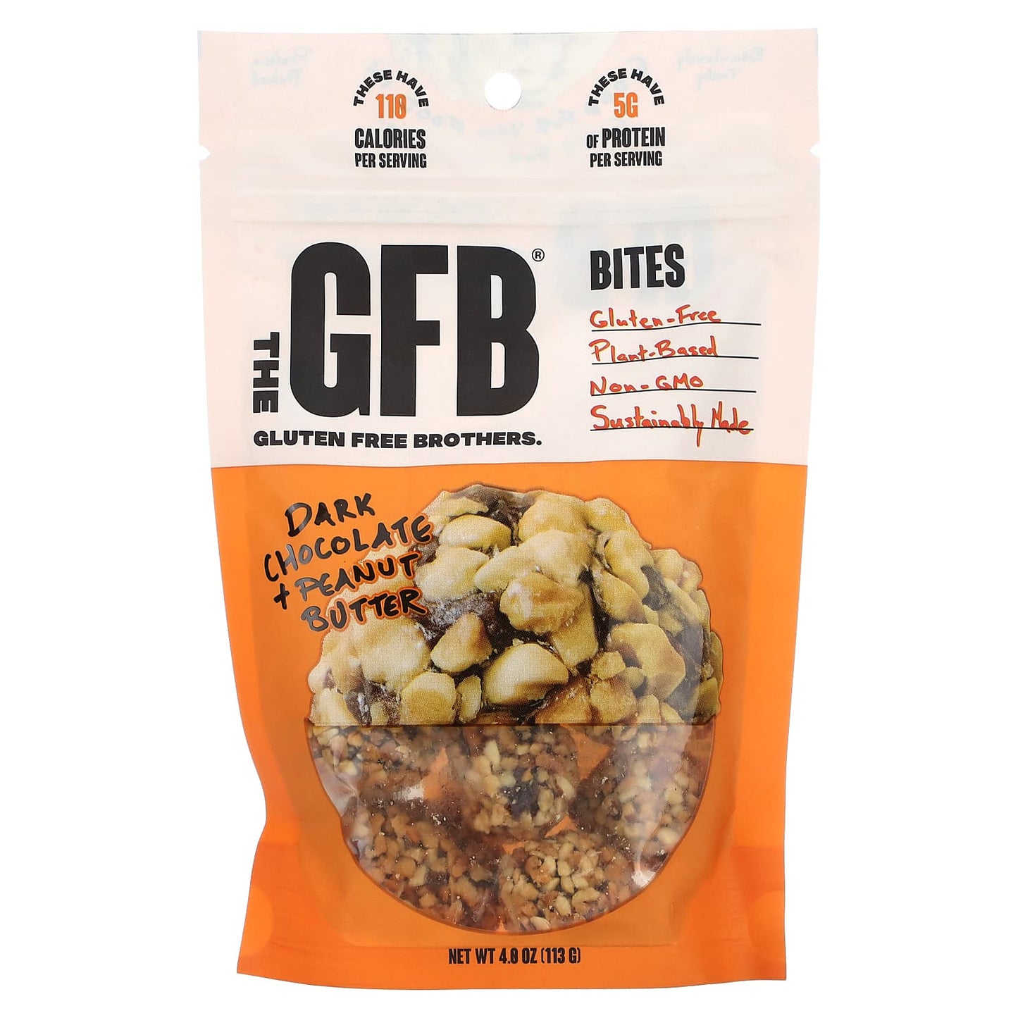 The GFB, Gluten Free Bites, Dark Chocolate + Peanut Butter, 4 oz (113 g) - Image 1